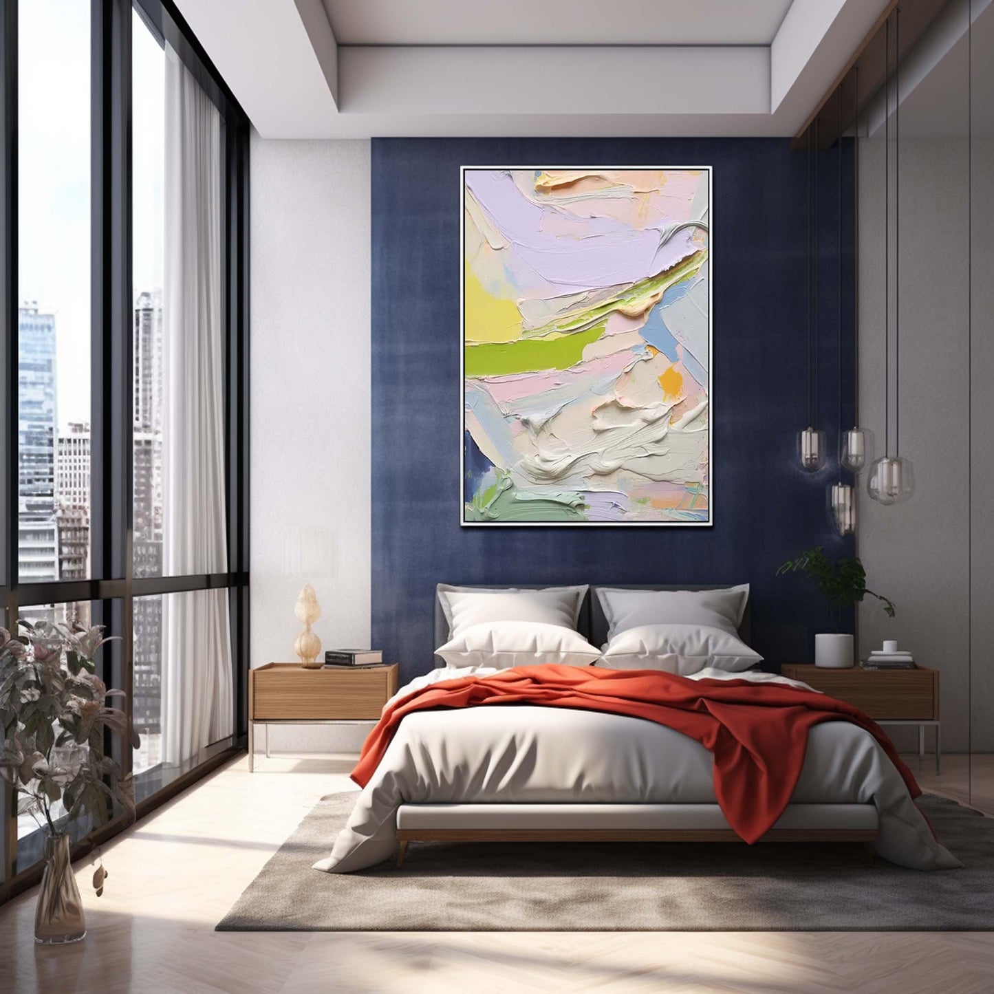 Colorful Abstract Oil Painting for Modern Home Decor and Art Enthusiasts