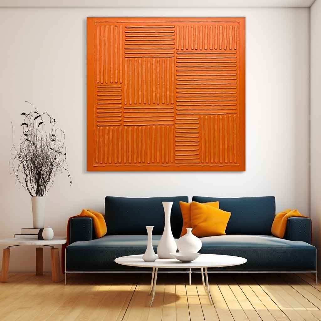 Textured Orange Minimalist Oil Painting for Modern Home Decor