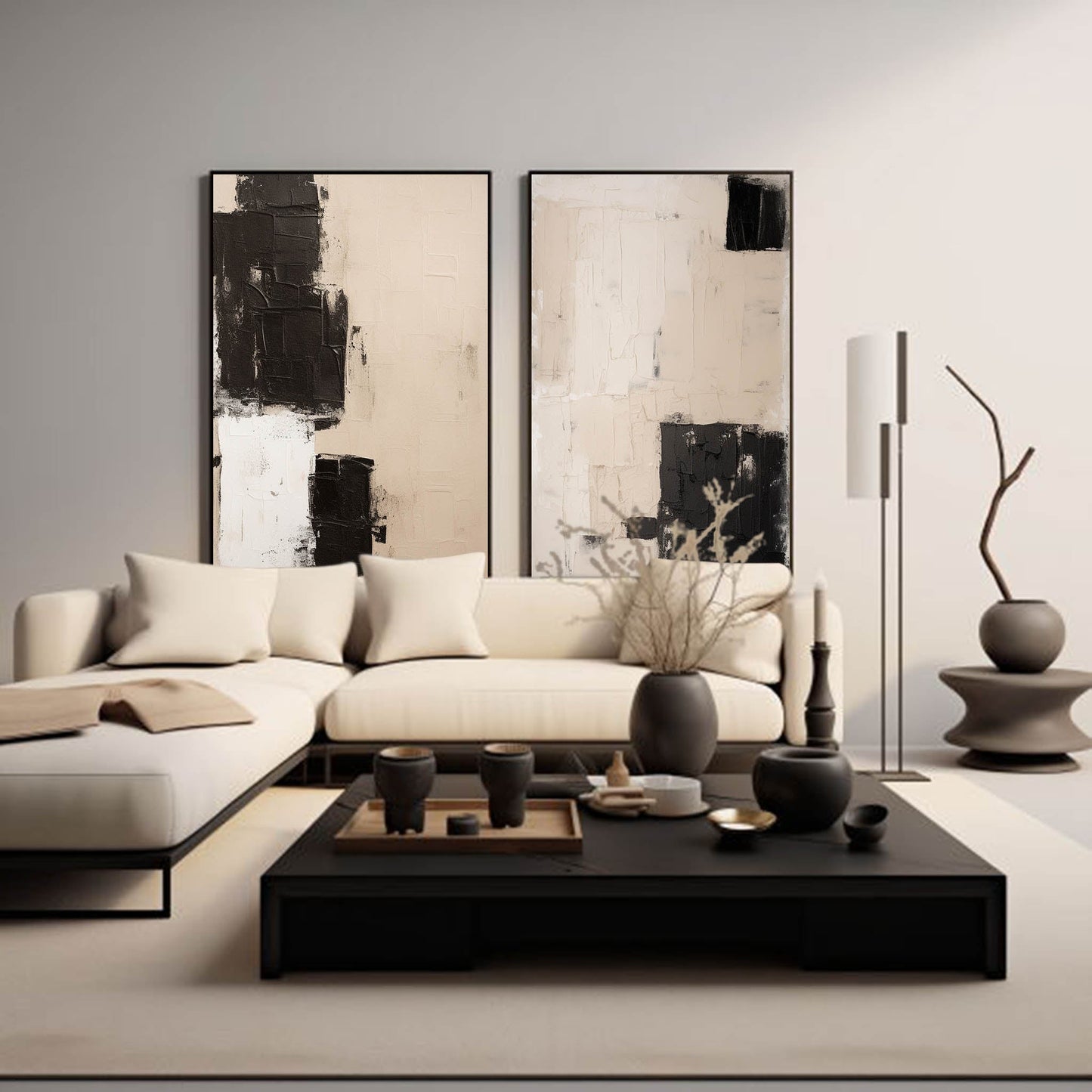 Contemporary Monochrome Oil Painting for Modern Home Decor and Minimalist Aesthetic