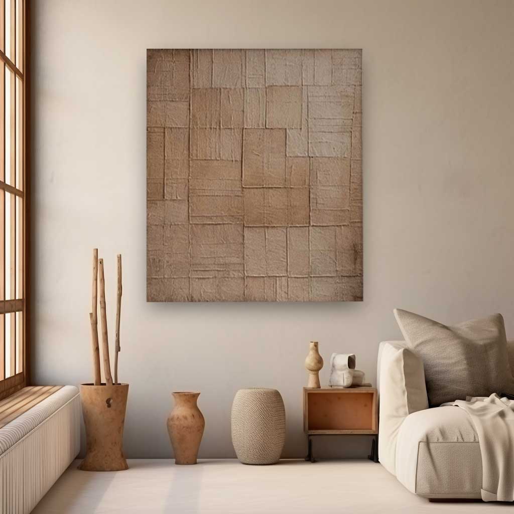 Neutral Tones Minimalist Oil Painting for Modern Home Décor