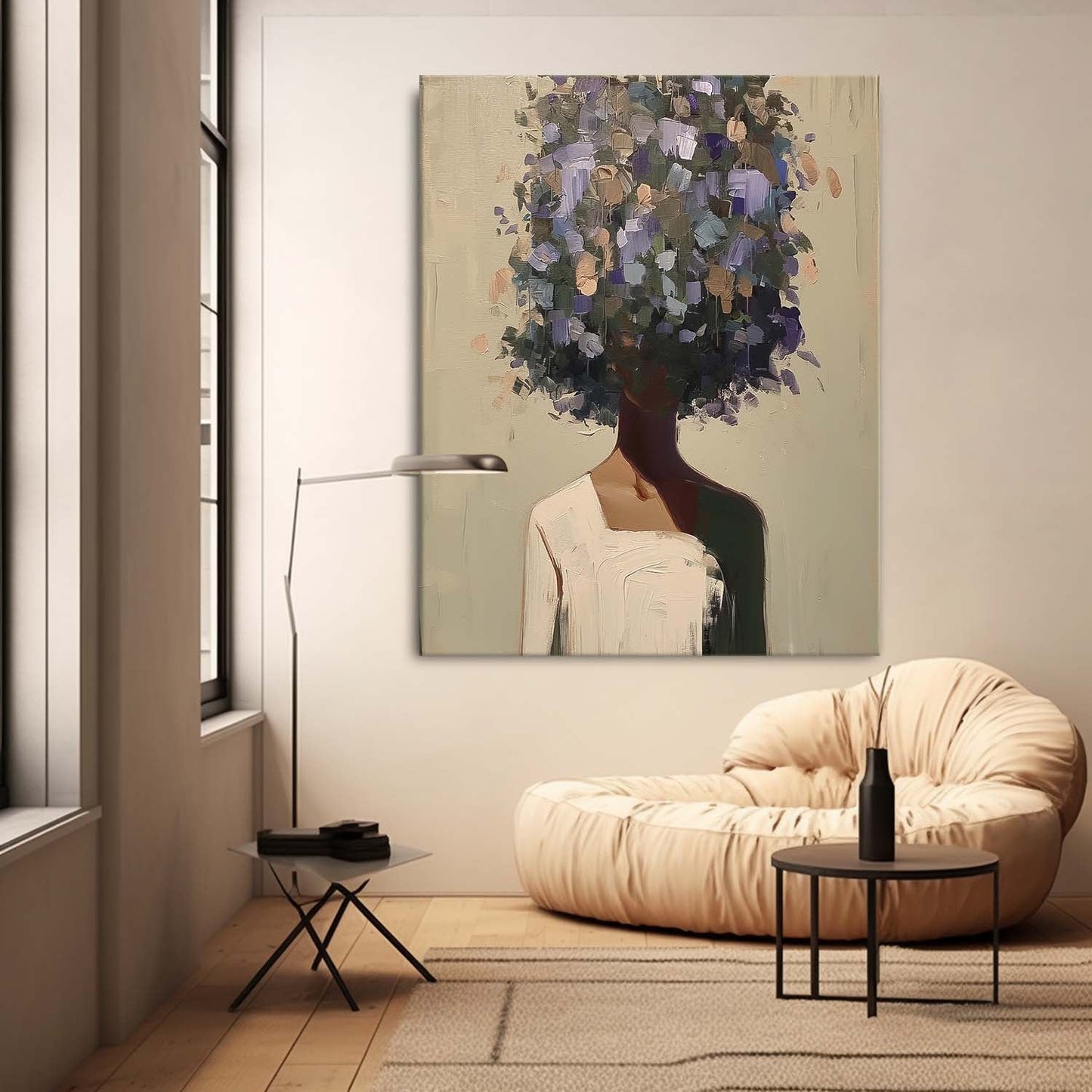 Abstract Floral Portrait Oil Painting for Modern Home Decor