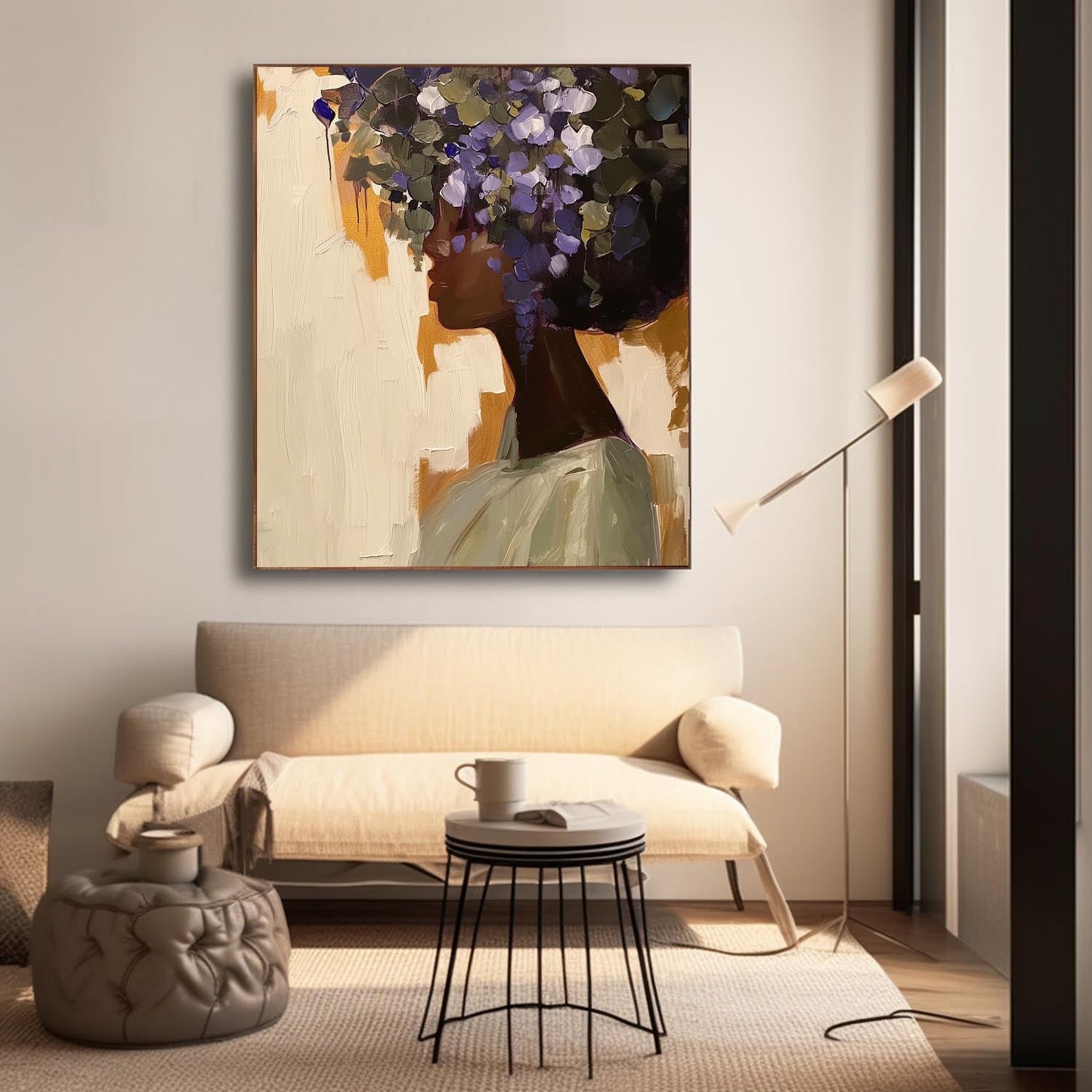 Elegant Floral Portrait Oil Painting for Home Decor and Art Lovers