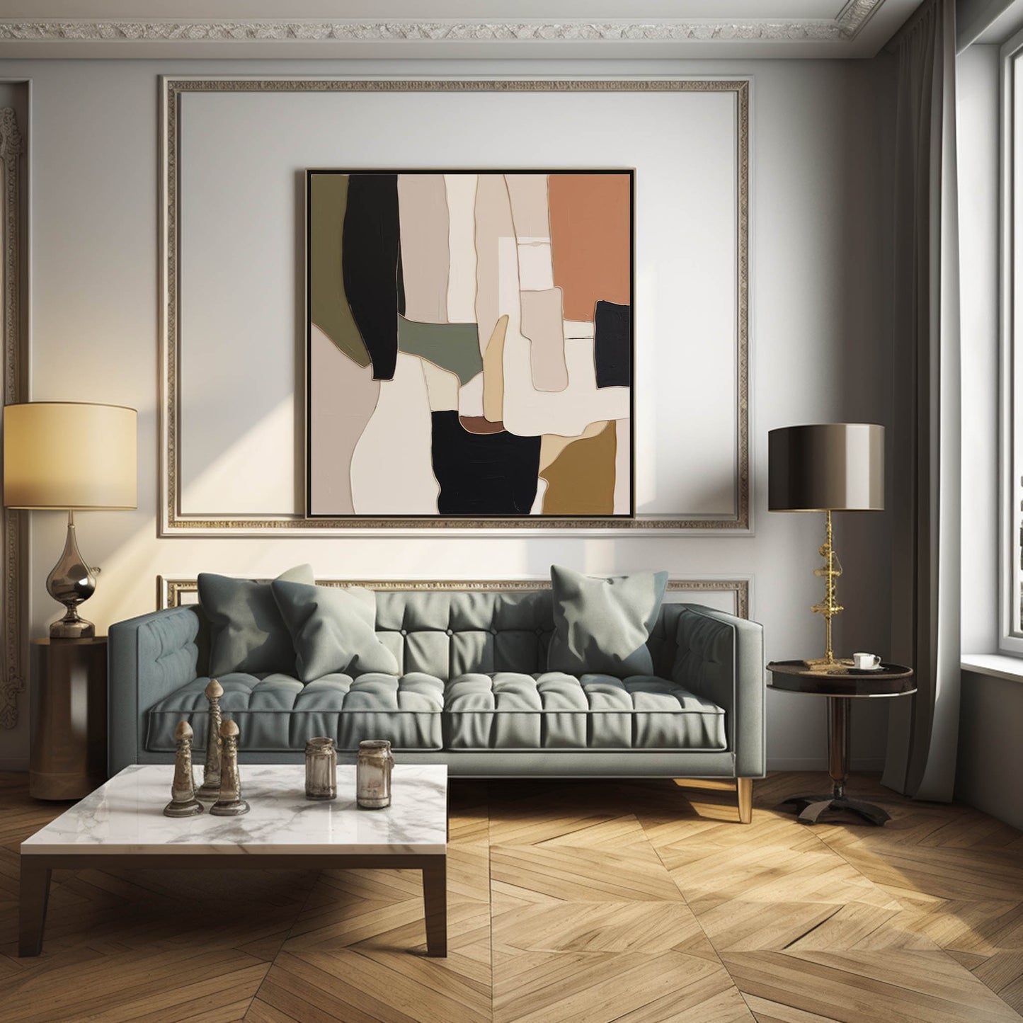 Contemporary Abstract Oil Painting with Earthy Tones for Modern Home Décor