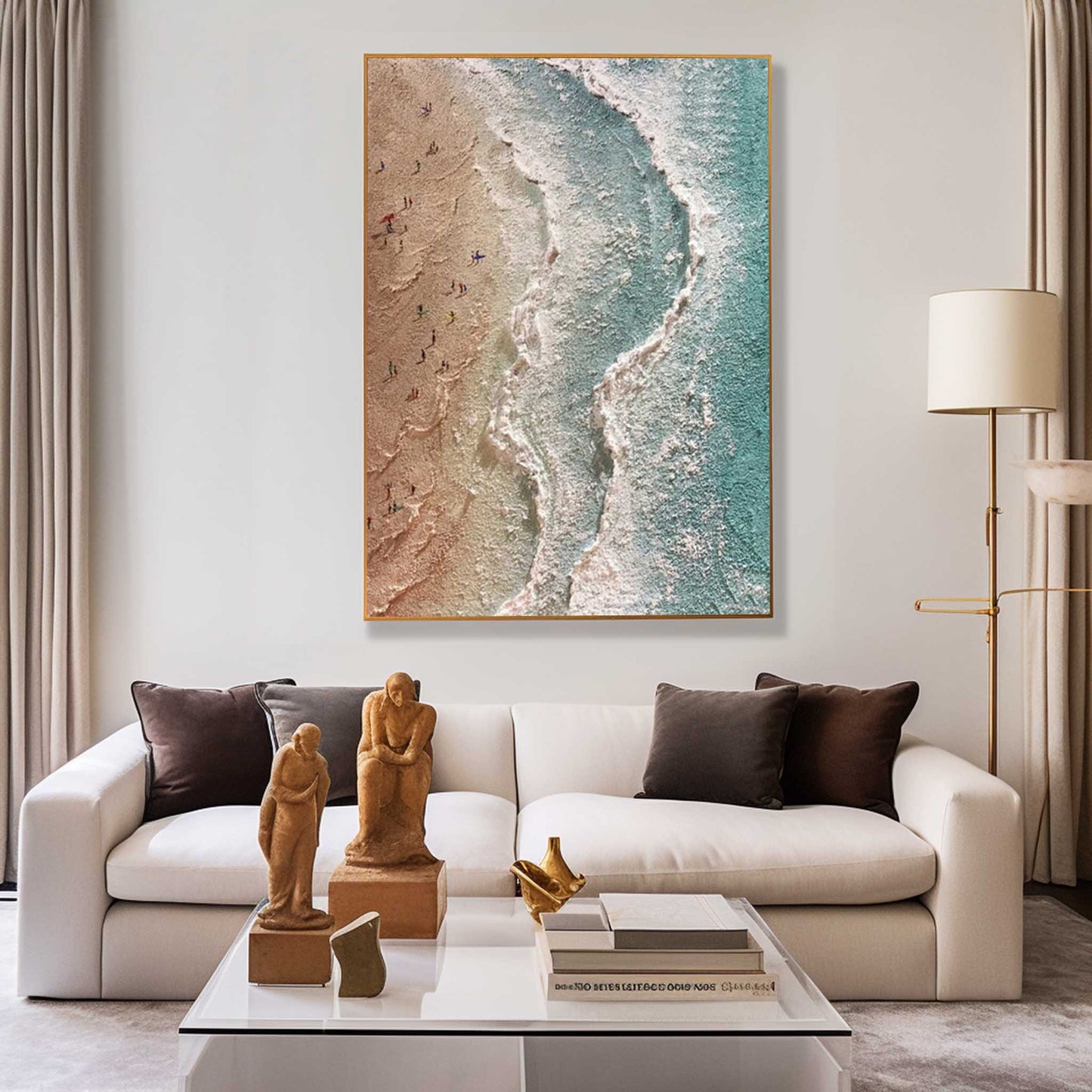 Stunning Beach Scene Oil Painting for Coastal Home Decor