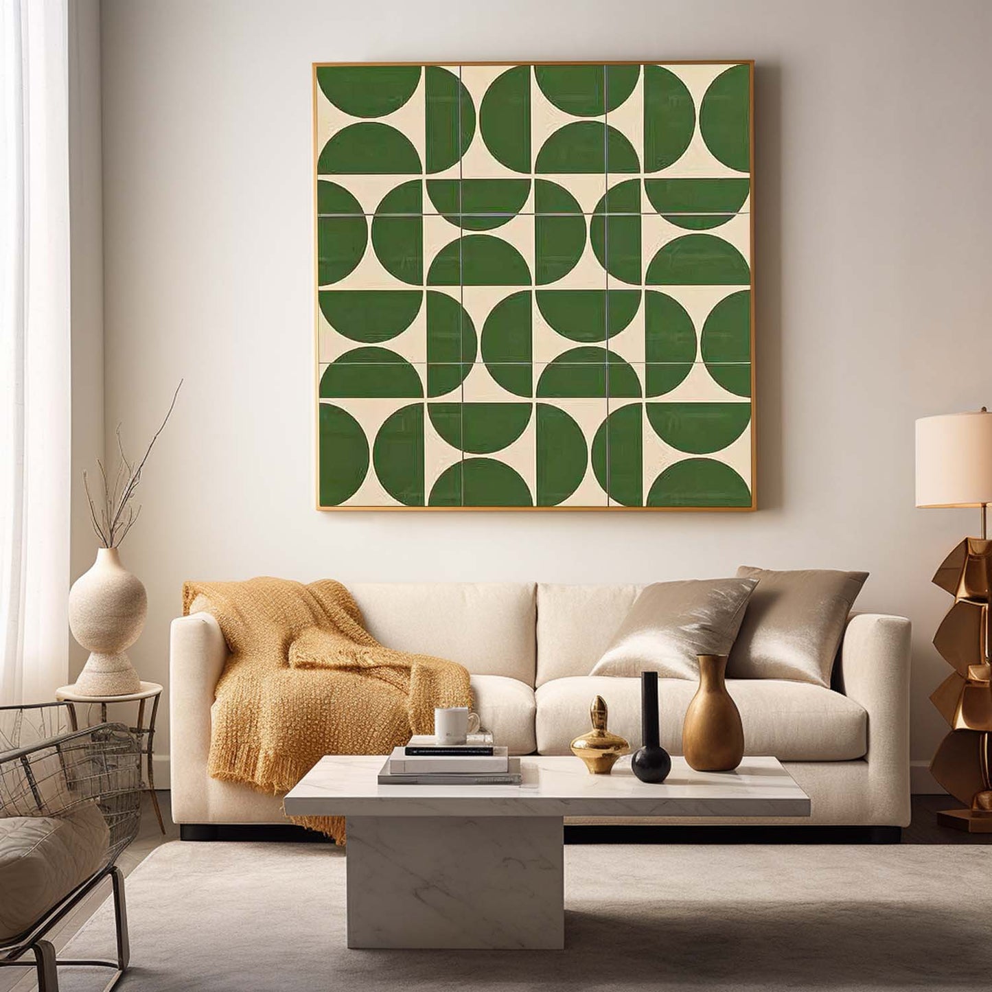 Modern Minimalist Green Abstract Oil Painting for Contemporary Art Lovers