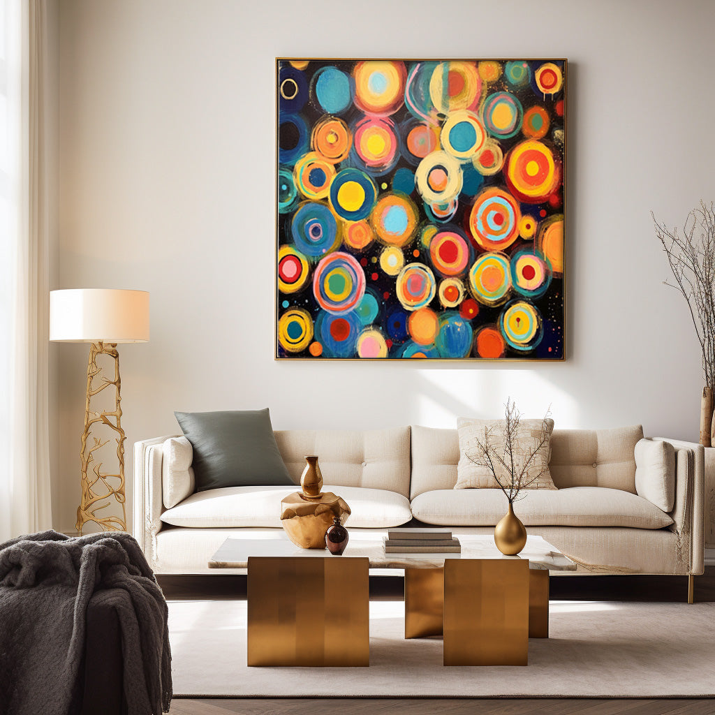 Colorful Abstract Circle Oil Painting for Modern Home Decor and Art Lovers