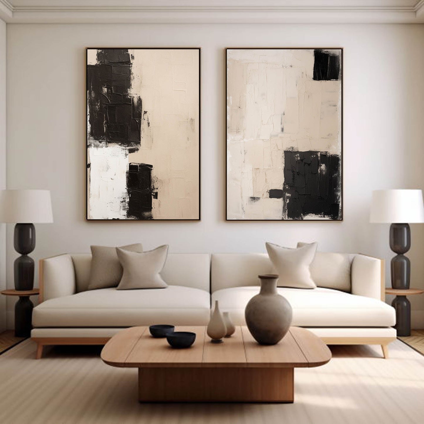 Contemporary Monochrome Oil Painting for Modern Home Decor and Minimalist Aesthetic