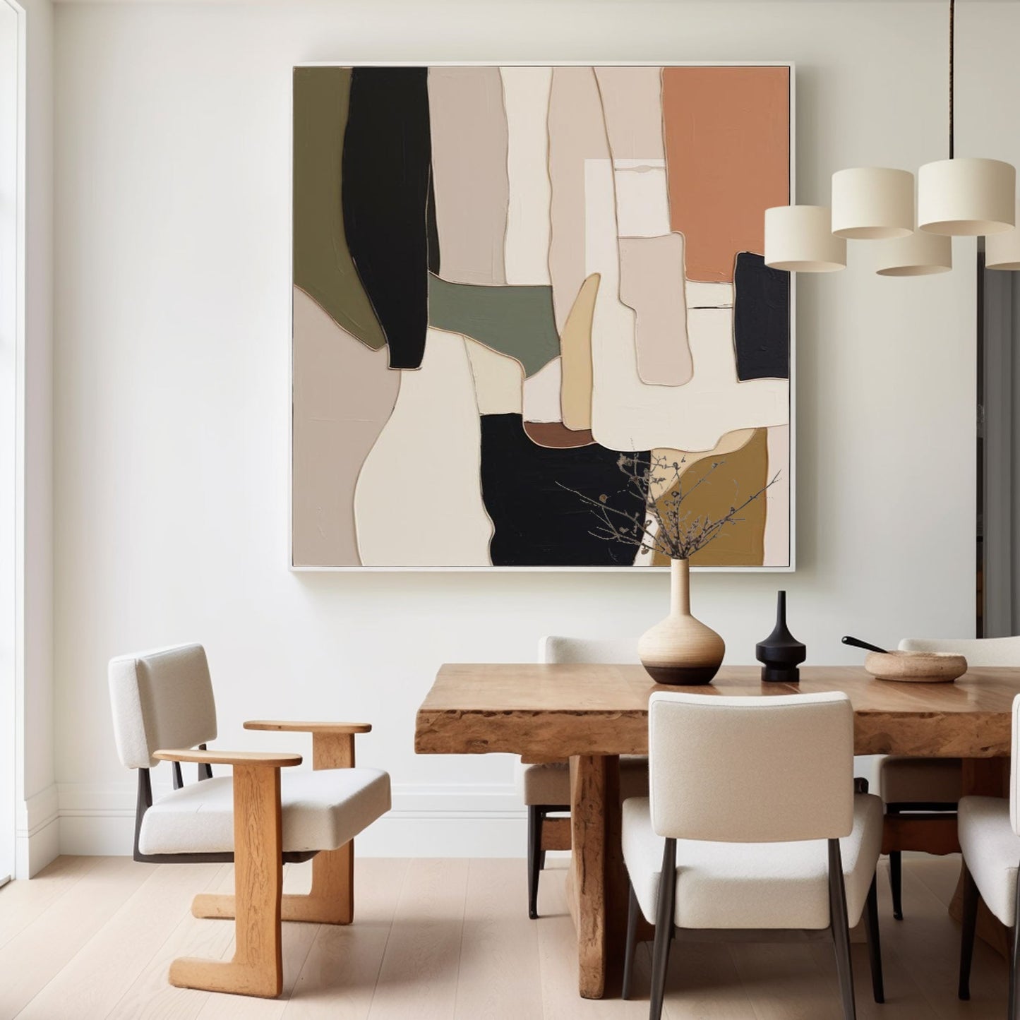 Contemporary Abstract Oil Painting with Earthy Tones for Modern Home Décor