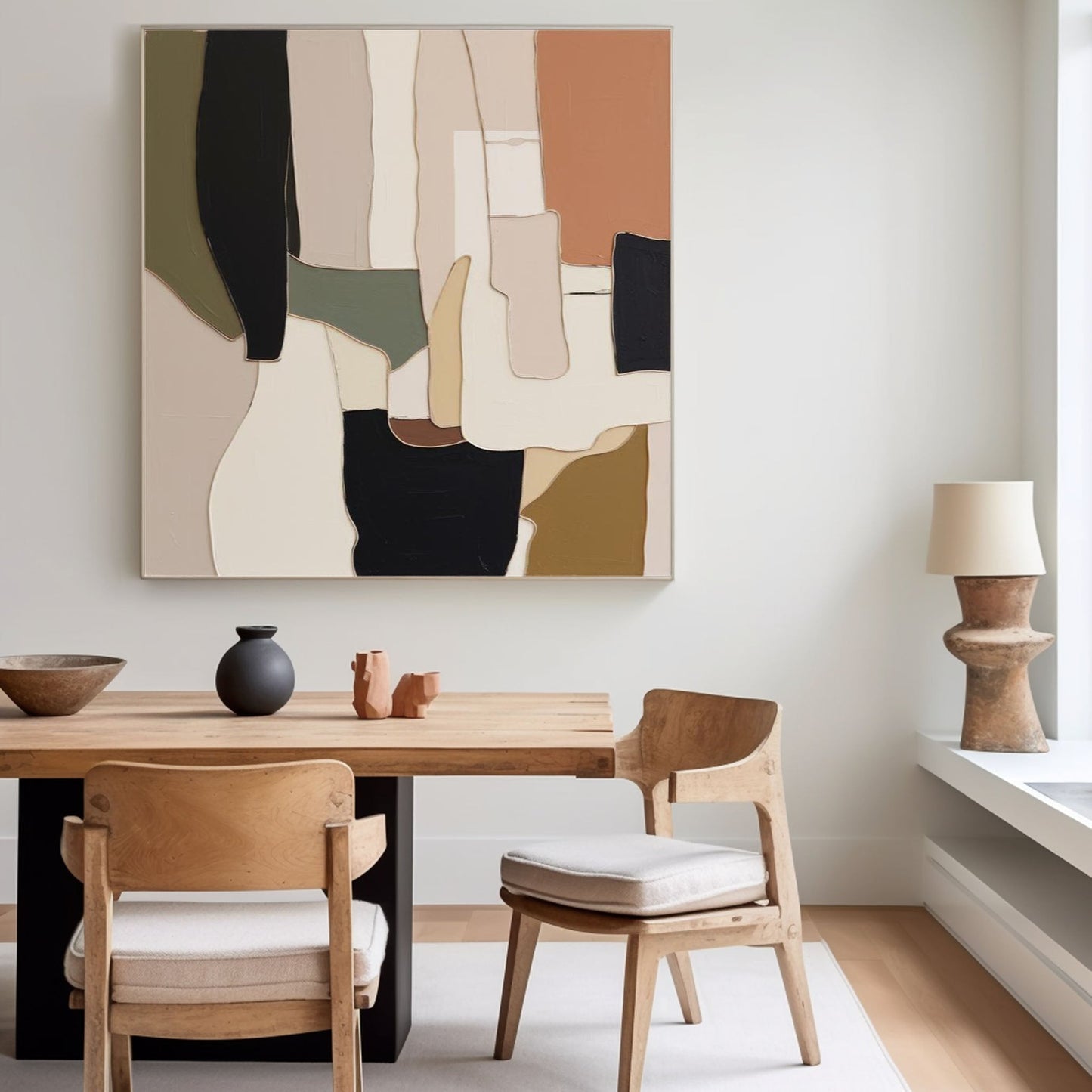 Contemporary Abstract Oil Painting with Earthy Tones for Modern Home Décor
