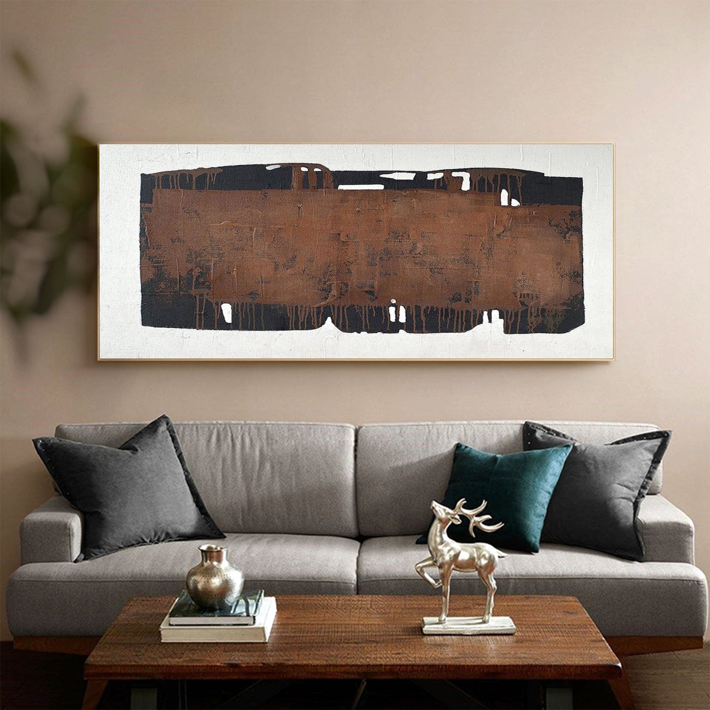 Wabi-Sabi Minimalist Oil Painting on Canvas for Modern Home Décor