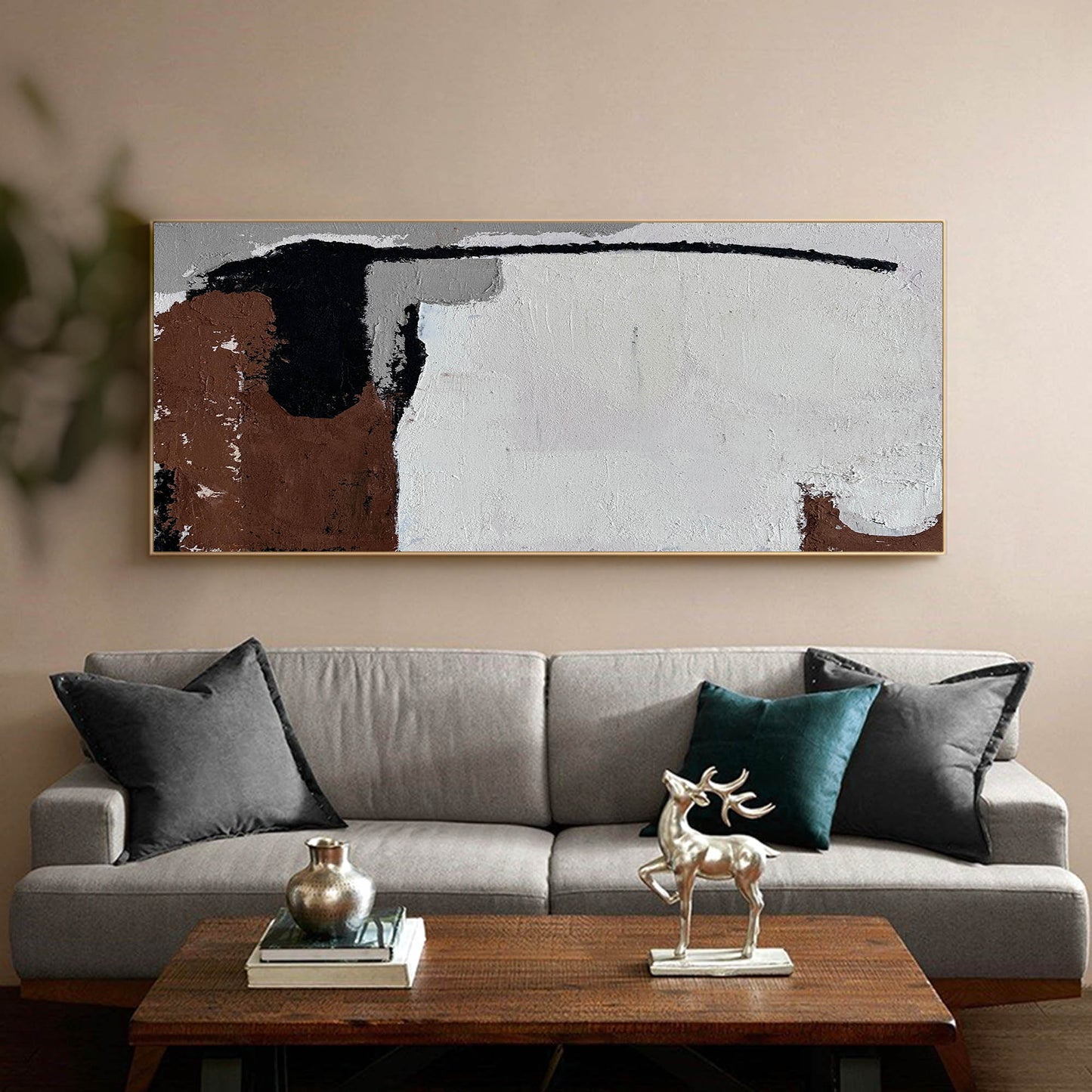 Contemporary Abstract Oil Painting with Bold Colors and Textured Design