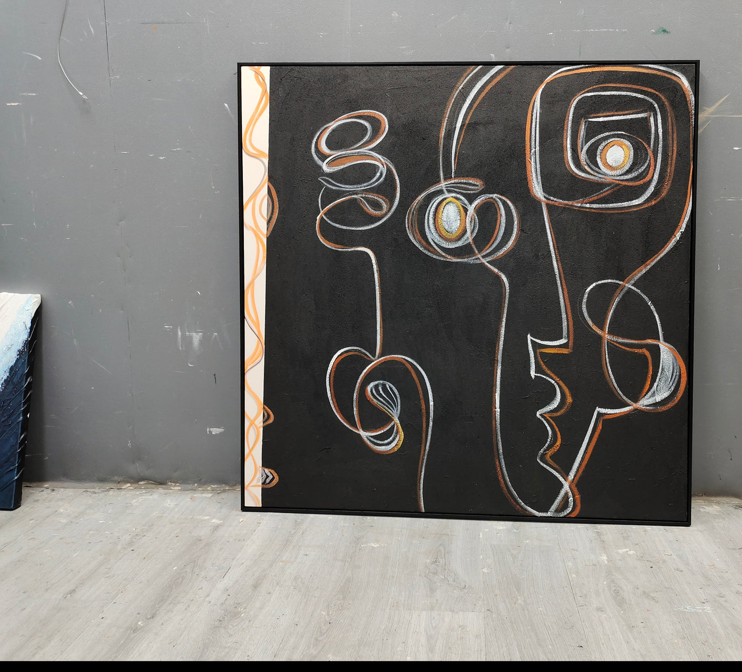 Contemporary Black and White Abstract Oil Painting for Modern Art Enthusiasts