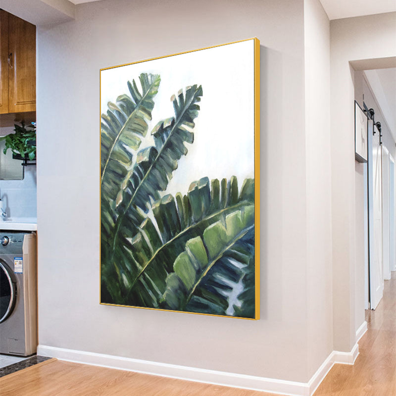 Vertical Palm Leaves Accent California Style Oil Painting