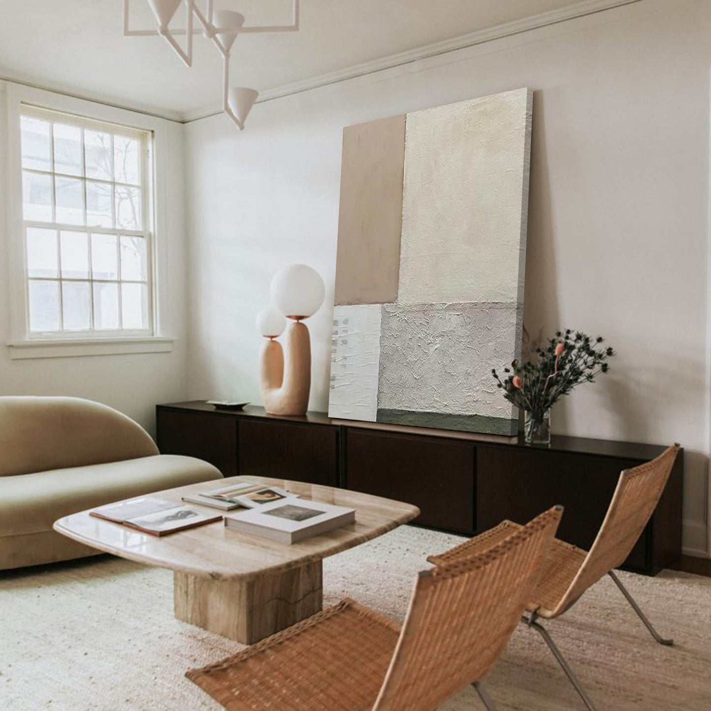 Modern Minimalist Geometric Oil Painting for Contemporary Home Decor