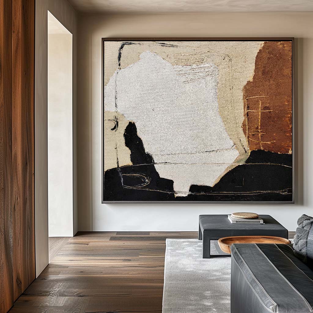 Contemporary Black and Brown Abstract Oil Painting for Modern Art Enthusiasts