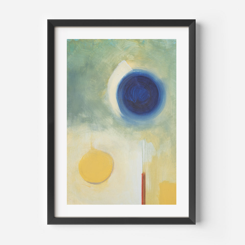 Abstract Blue and Yellow Oil Painting with Modern Geometric Shapes for Home Decor