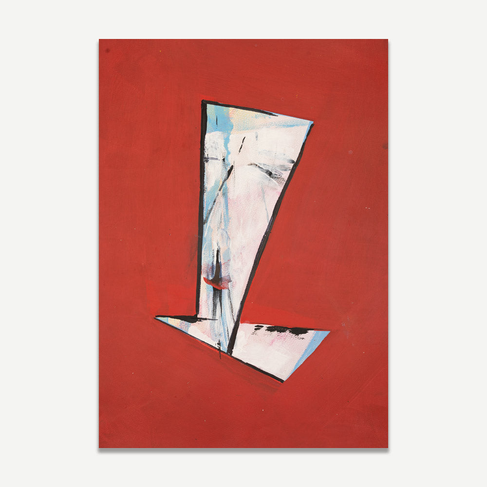 Contemporary Abstract Expressionism Oil Painting on Vibrant Red Canvas