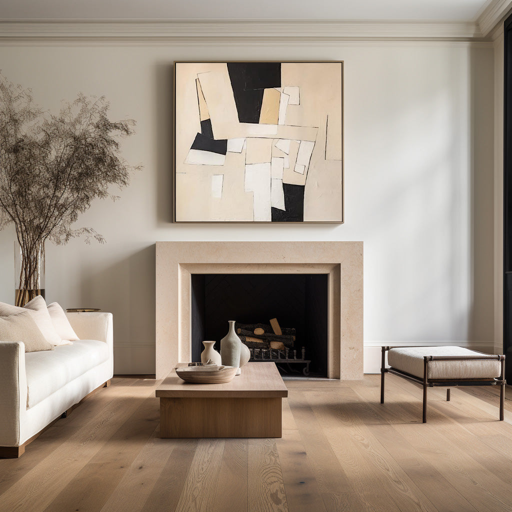 Contemporary Black and White Abstract Oil Painting for Modern Home Decor