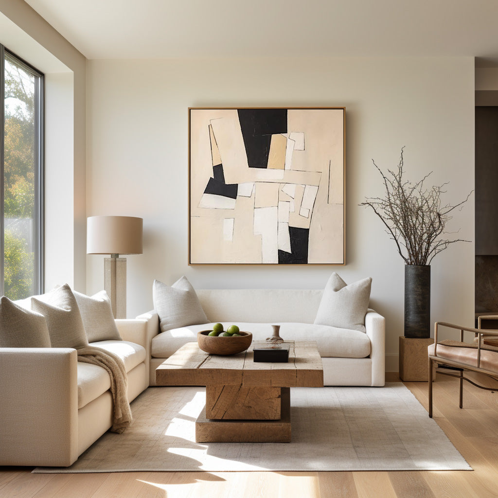 Contemporary Black and White Abstract Oil Painting for Modern Home Decor