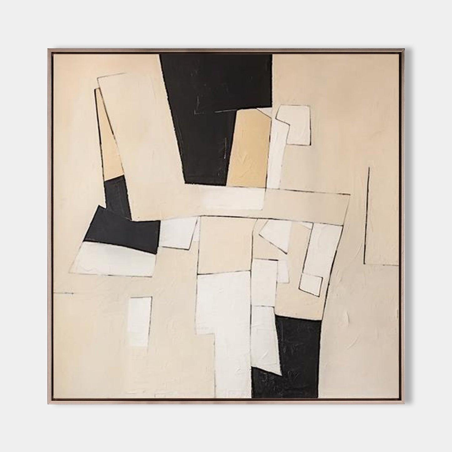 Contemporary Black and White Abstract Oil Painting for Modern Home Decor