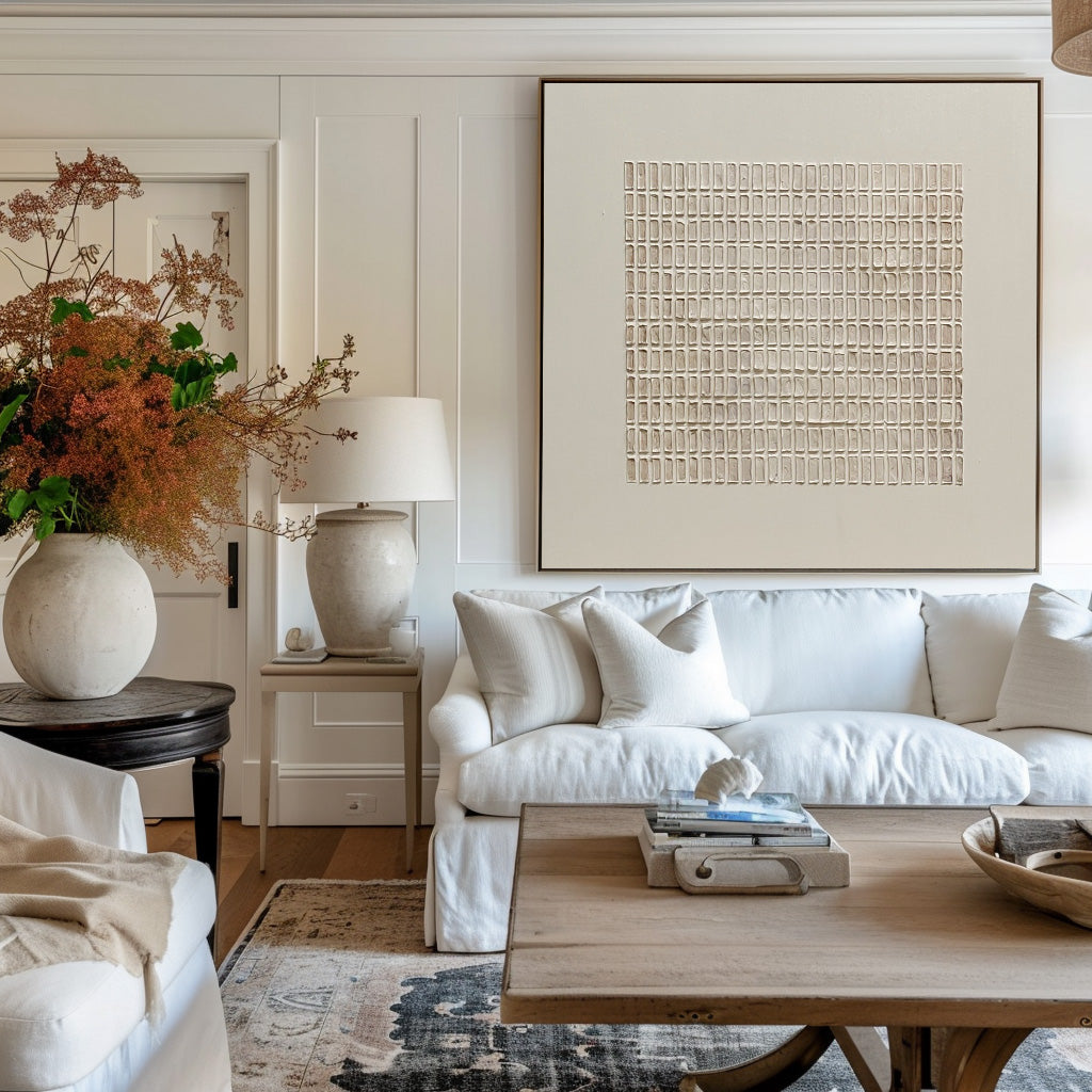 Wabi-Sabi Minimalist Oil Painting - Textured Natural Tones for Modern Home Decor