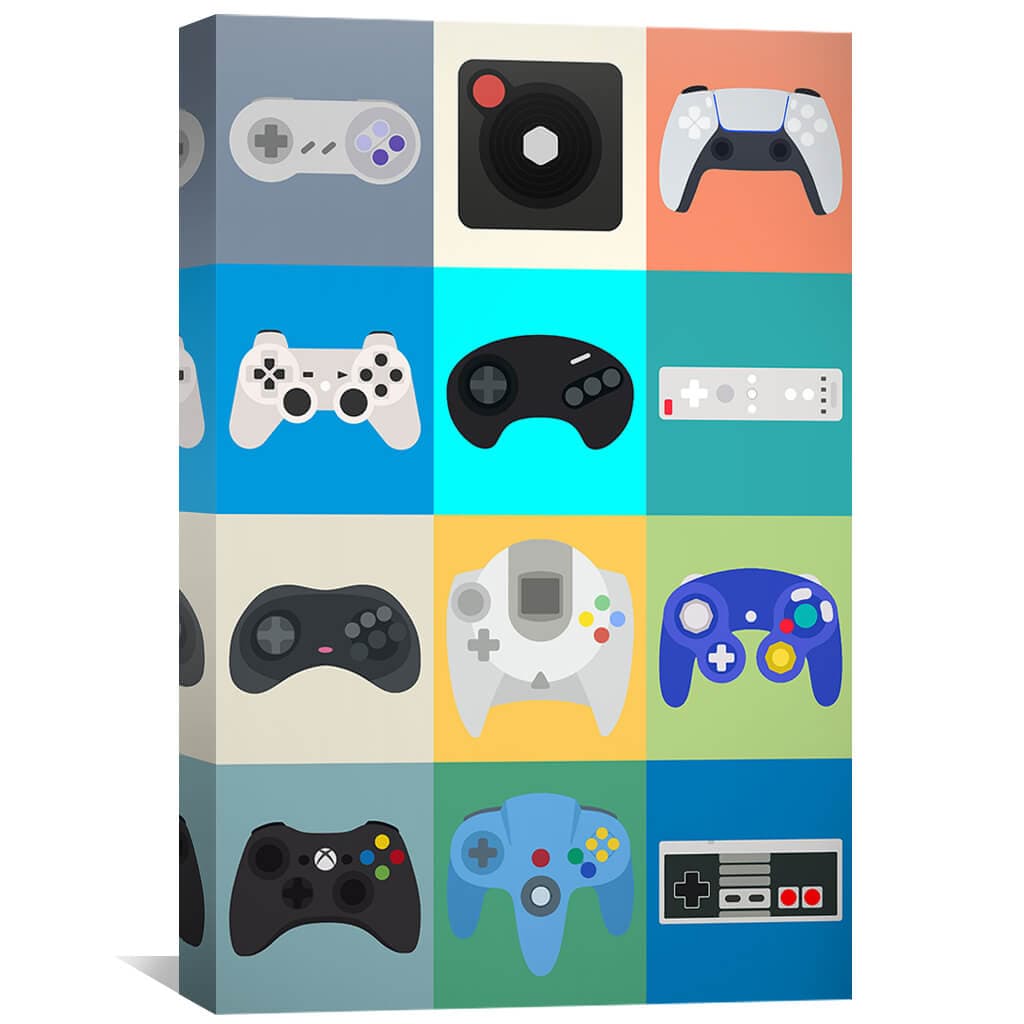 Colorful Gaming Controllers Abstract Art for Video Game Enthusiasts