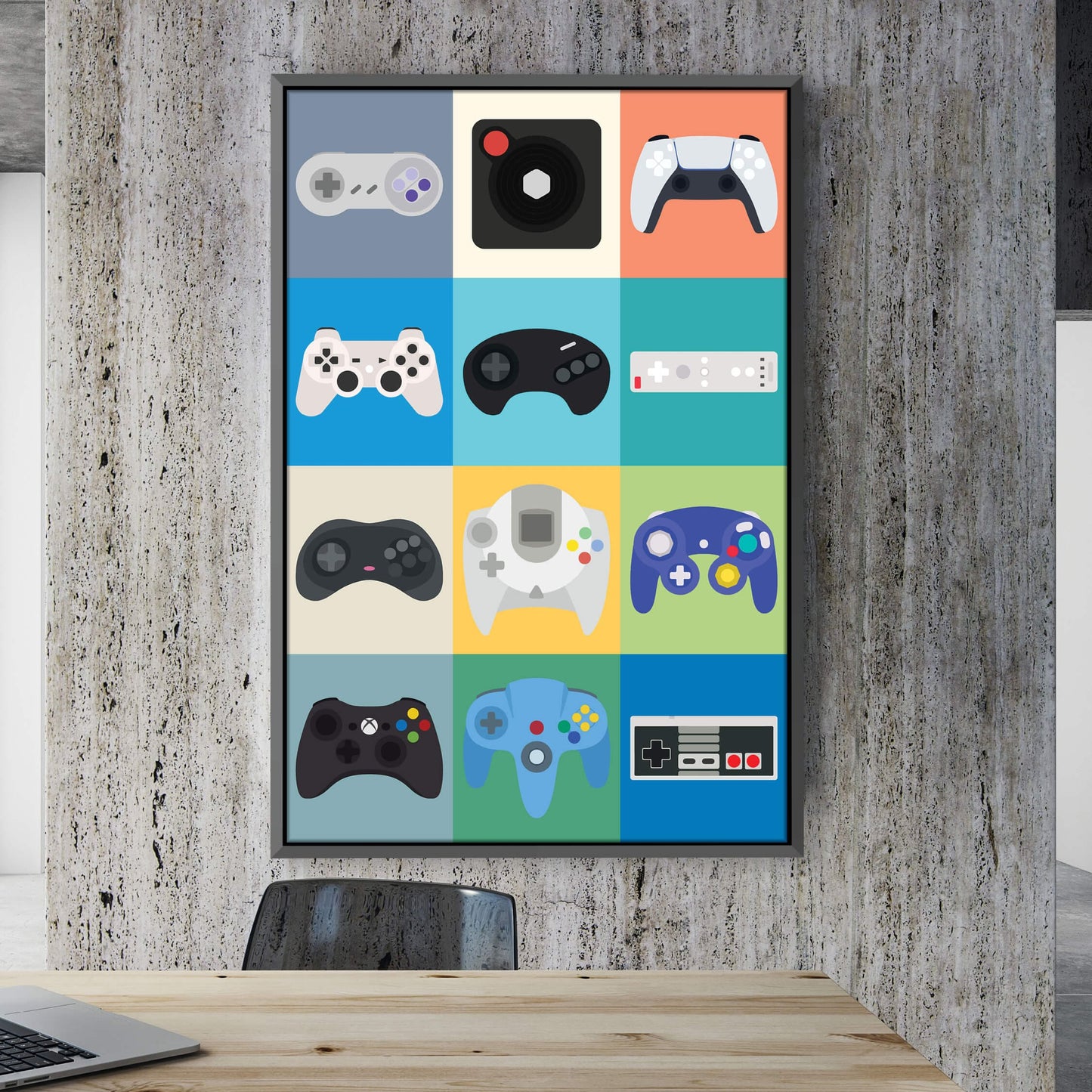 Colorful Gaming Controllers Abstract Art for Video Game Enthusiasts