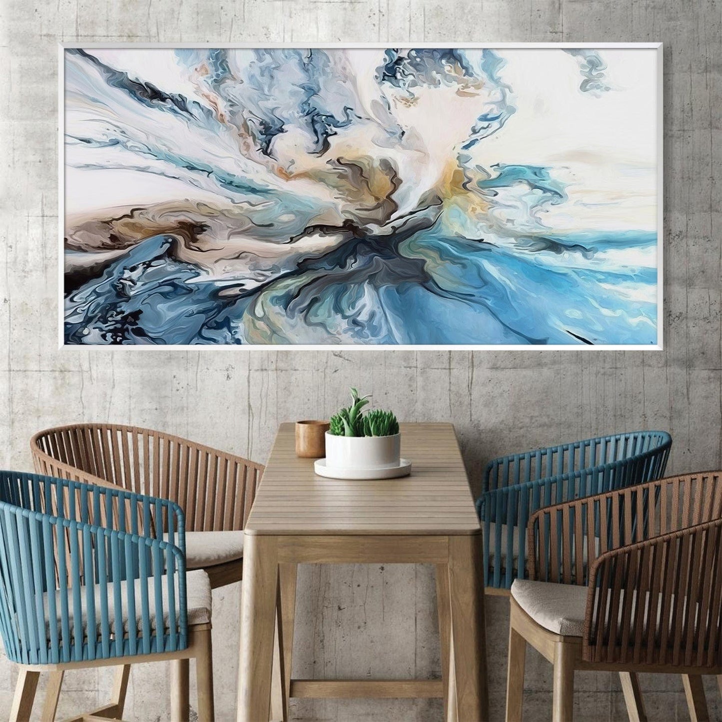 Stunning Abstract Ocean Waves Oil Painting for Modern Home Décor