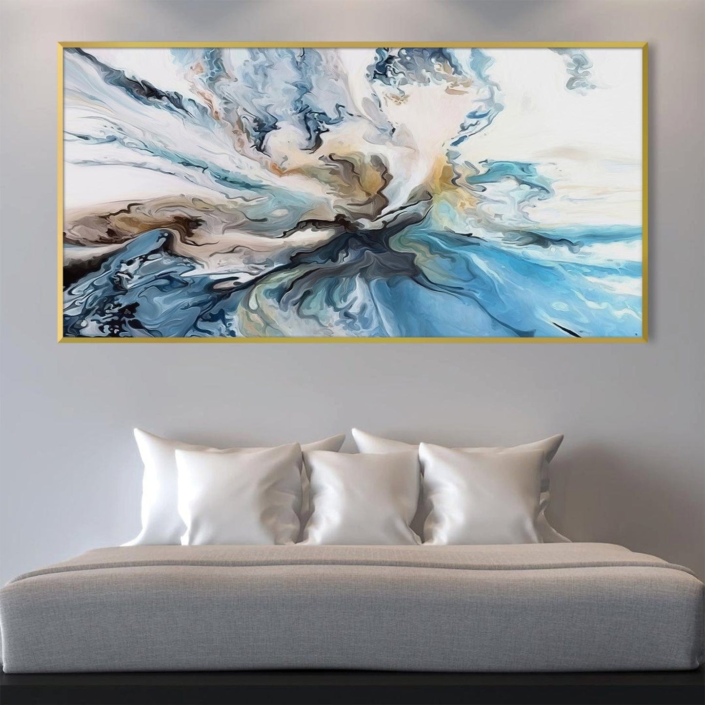 Stunning Abstract Ocean Waves Oil Painting for Modern Home Décor