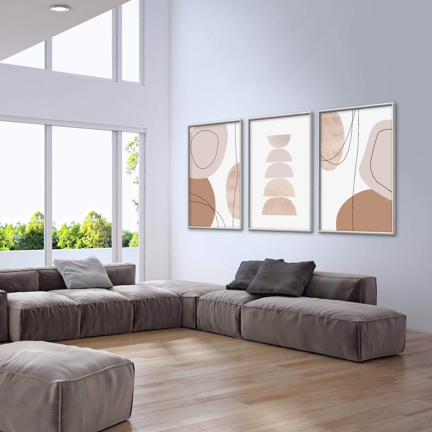 Contemporary Abstract Pastel Art Triptych for Modern Home Décor