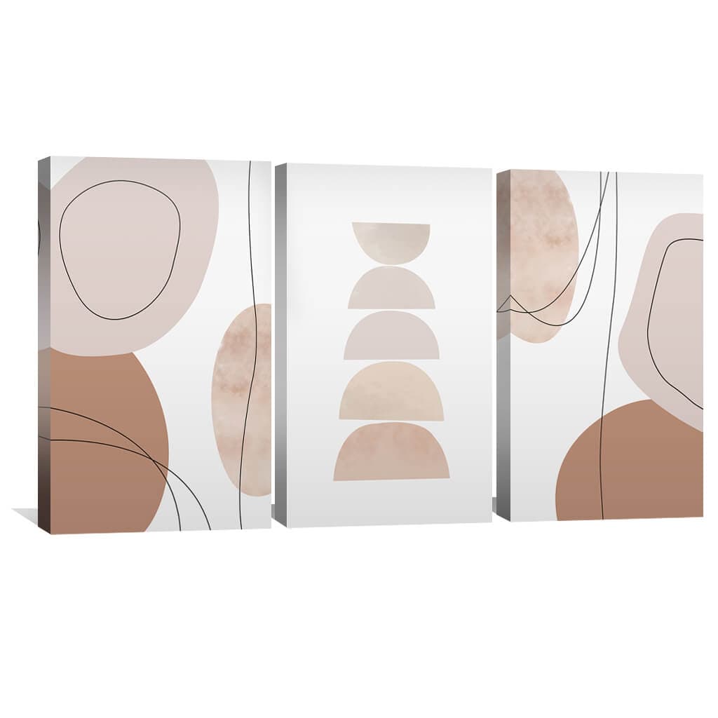 Contemporary Abstract Pastel Art Triptych for Modern Home Décor