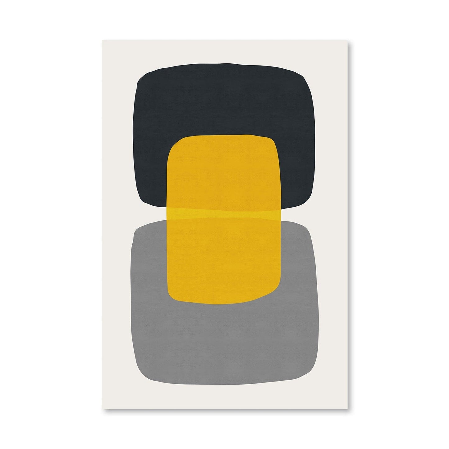 Modern Abstract Geometric Oil Painting in Yellow and Gray for Contemporary Decor