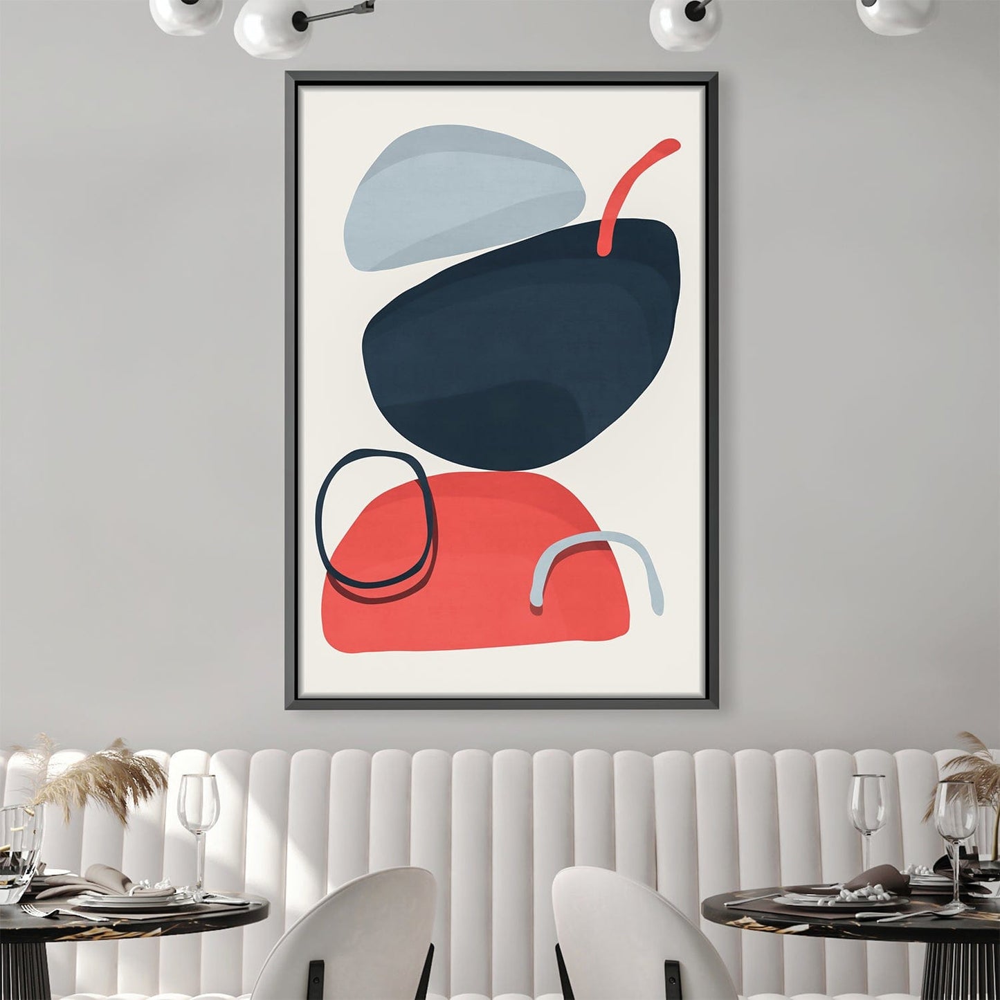 Modern Abstract Oil Painting with Geometric Shapes and Bold Colors for Home Decor
