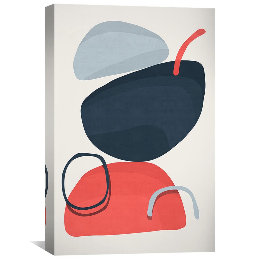 Modern Abstract Oil Painting with Geometric Shapes and Bold Colors for Home Decor