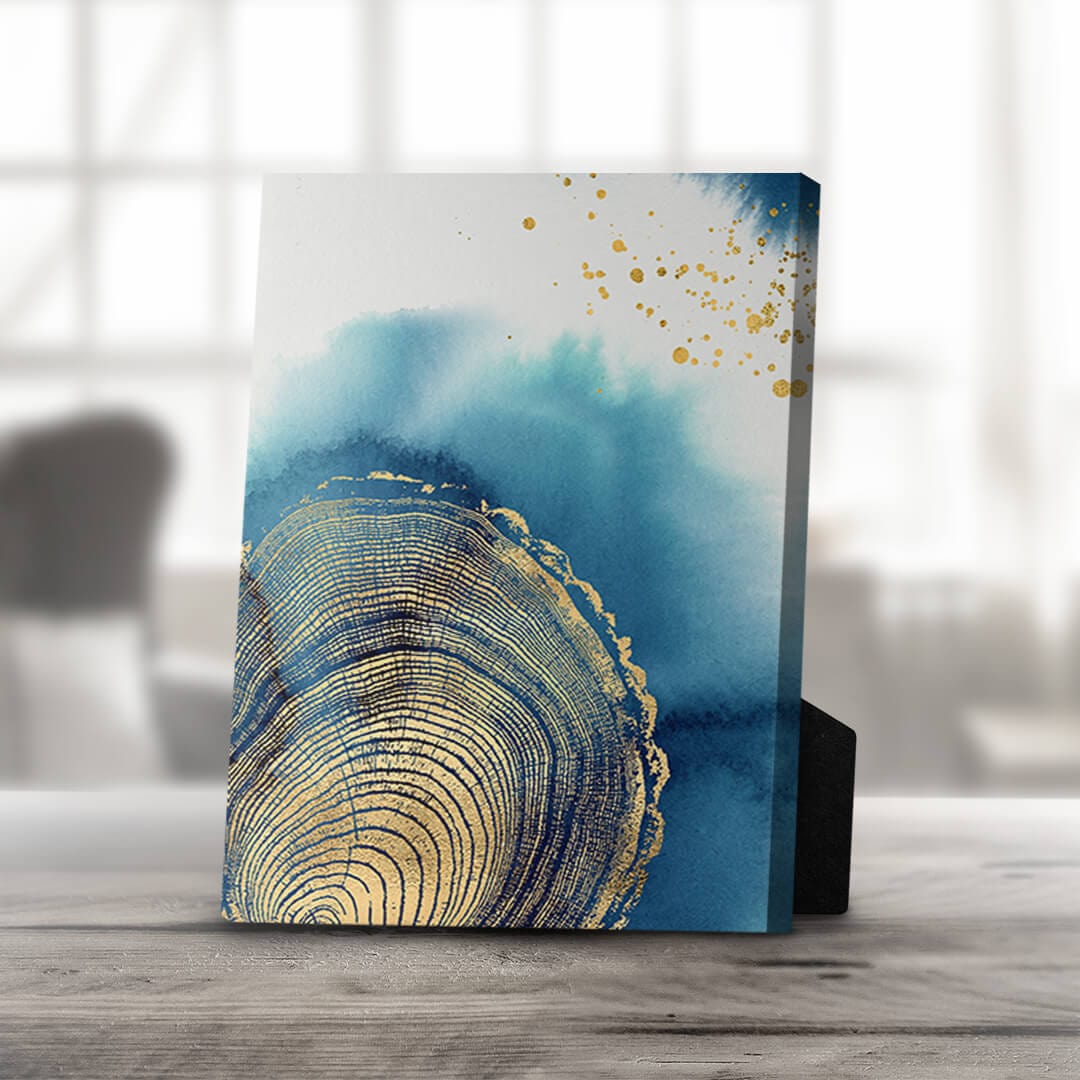 Blue Abstract Wood Grain Oil Painting for Modern Wall Decor