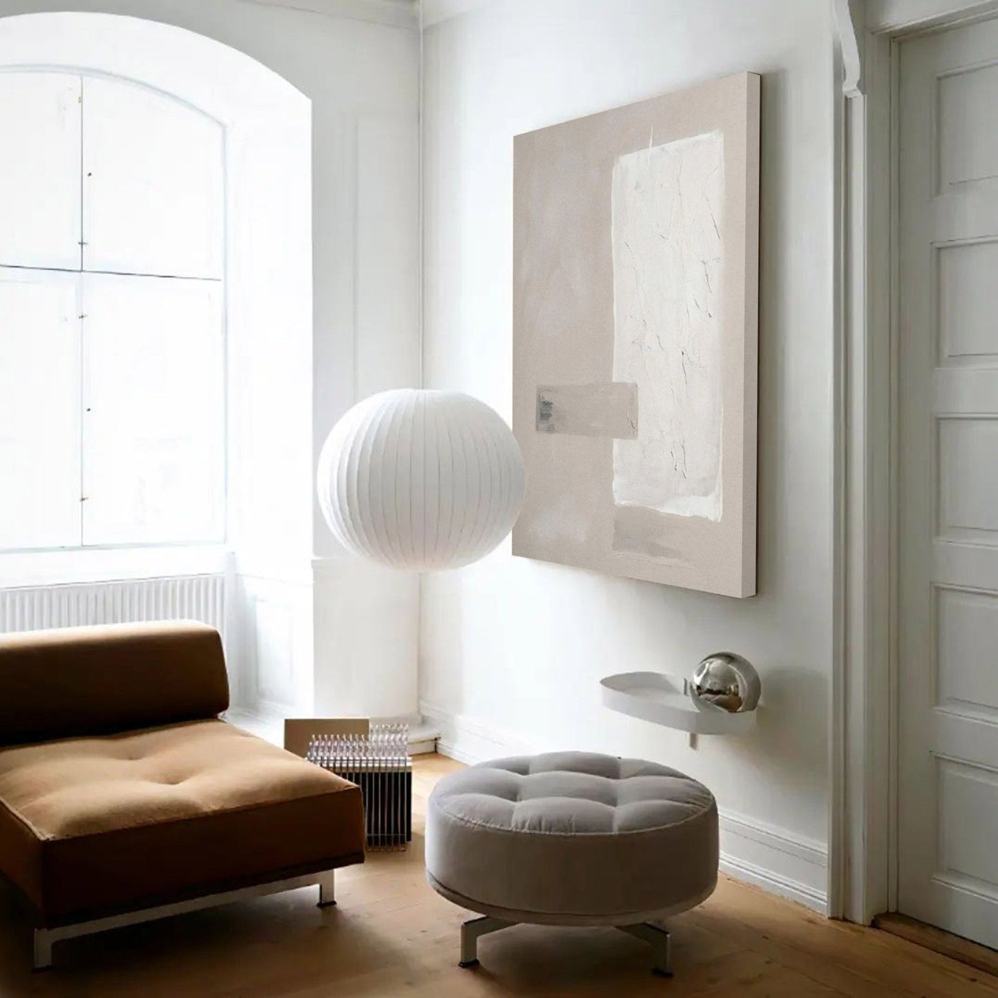 Modern Abstract Oil Painting in Soft Neutrals for Elegant Home Décor