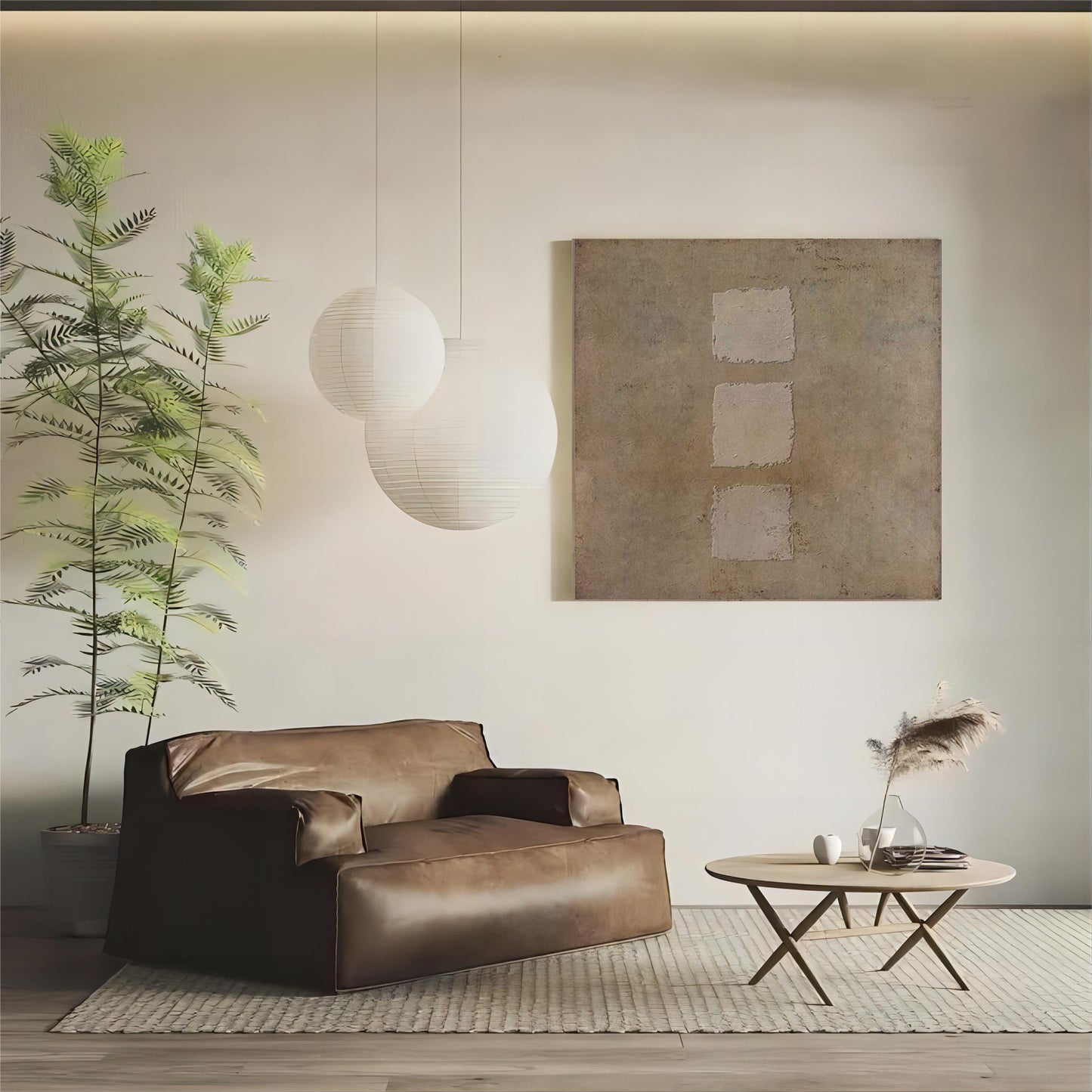 Minimalist Wabi-Sabi Oil Painting for Serene Home Decor and Unique Wall Art
