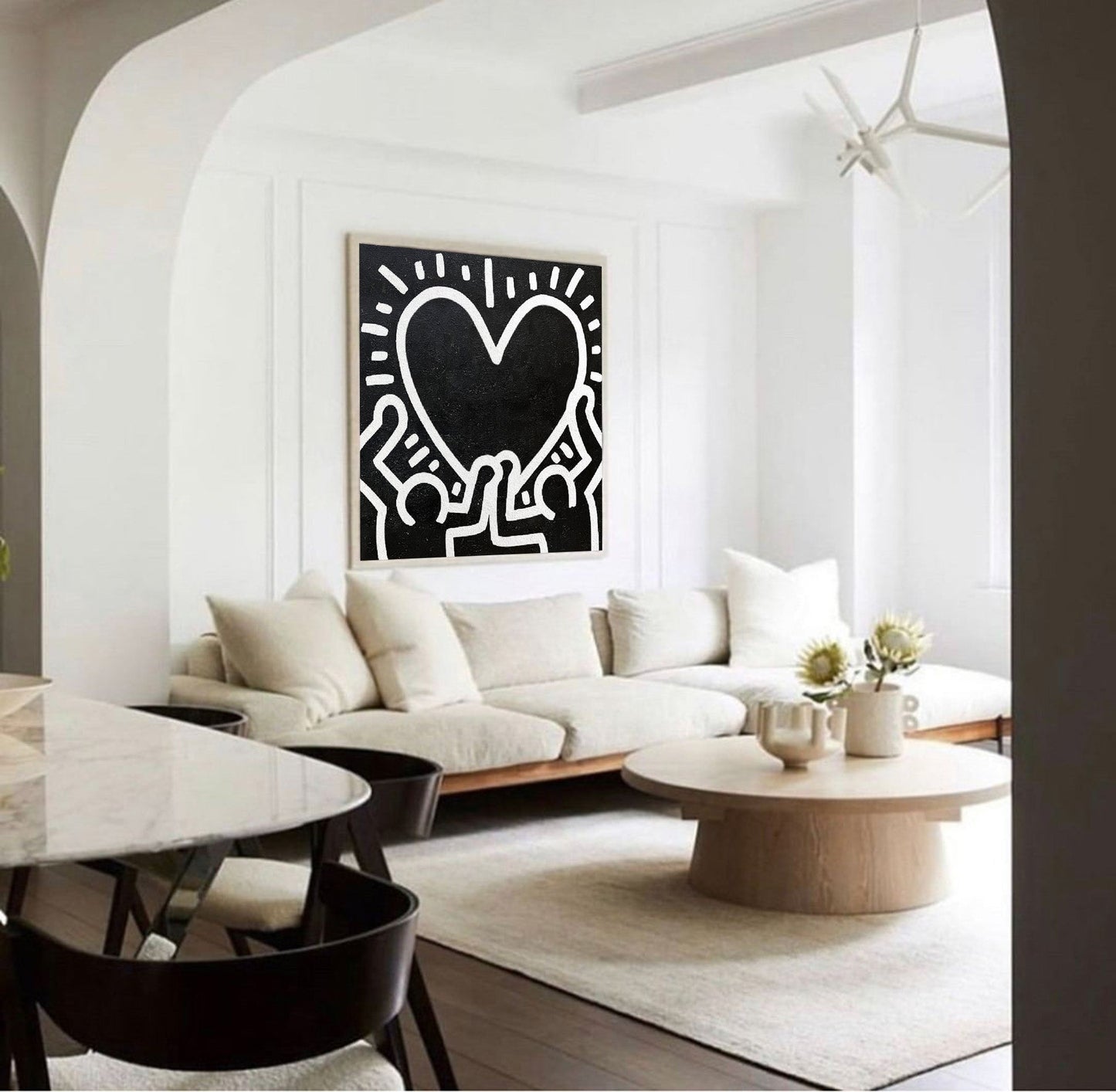 Bold Heart Embrace - Modern Abstract Oil Painting Inspired by Street Art