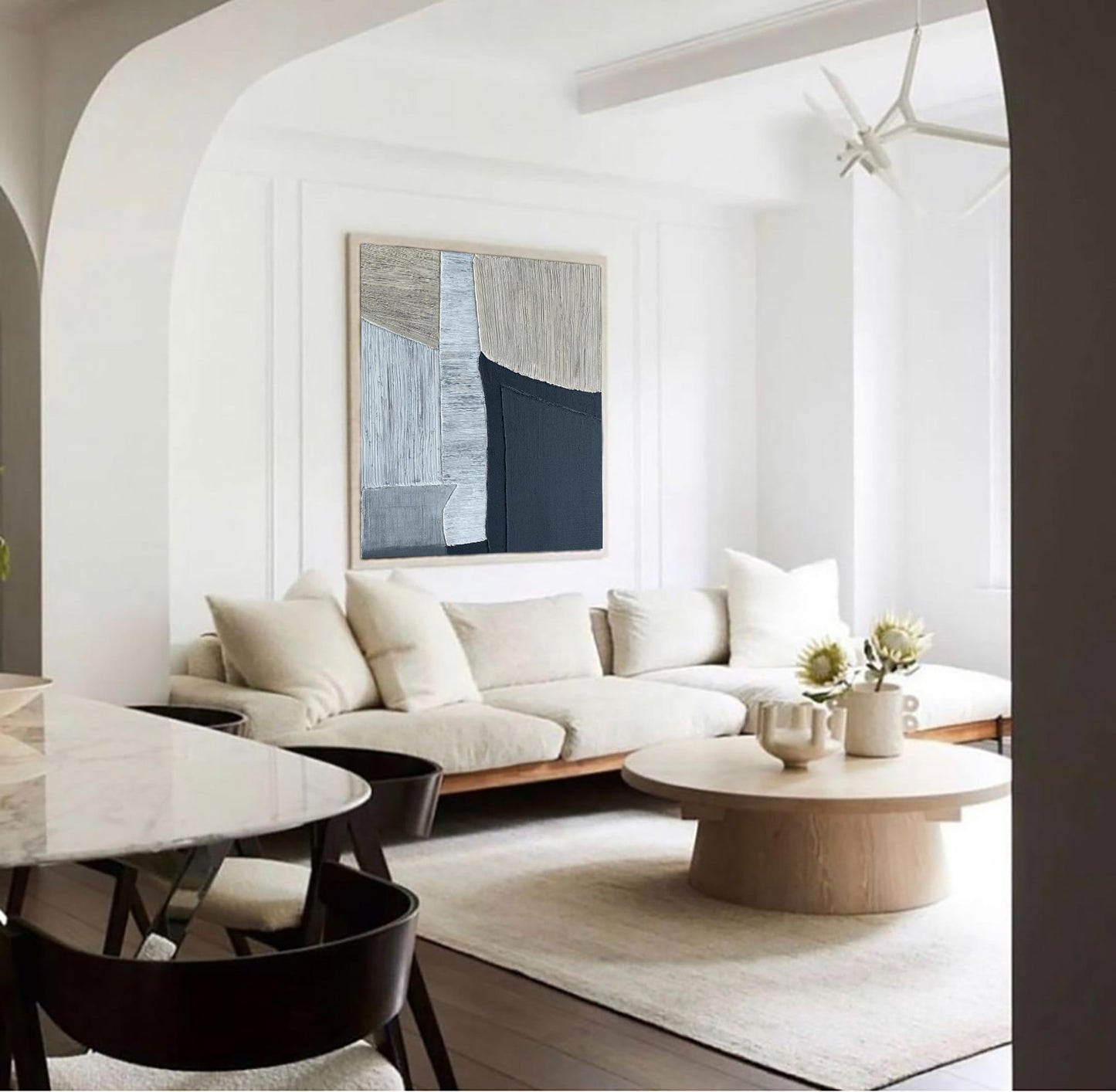 Contemporary Black and Grey Abstract Oil Painting for Modern Home Decor