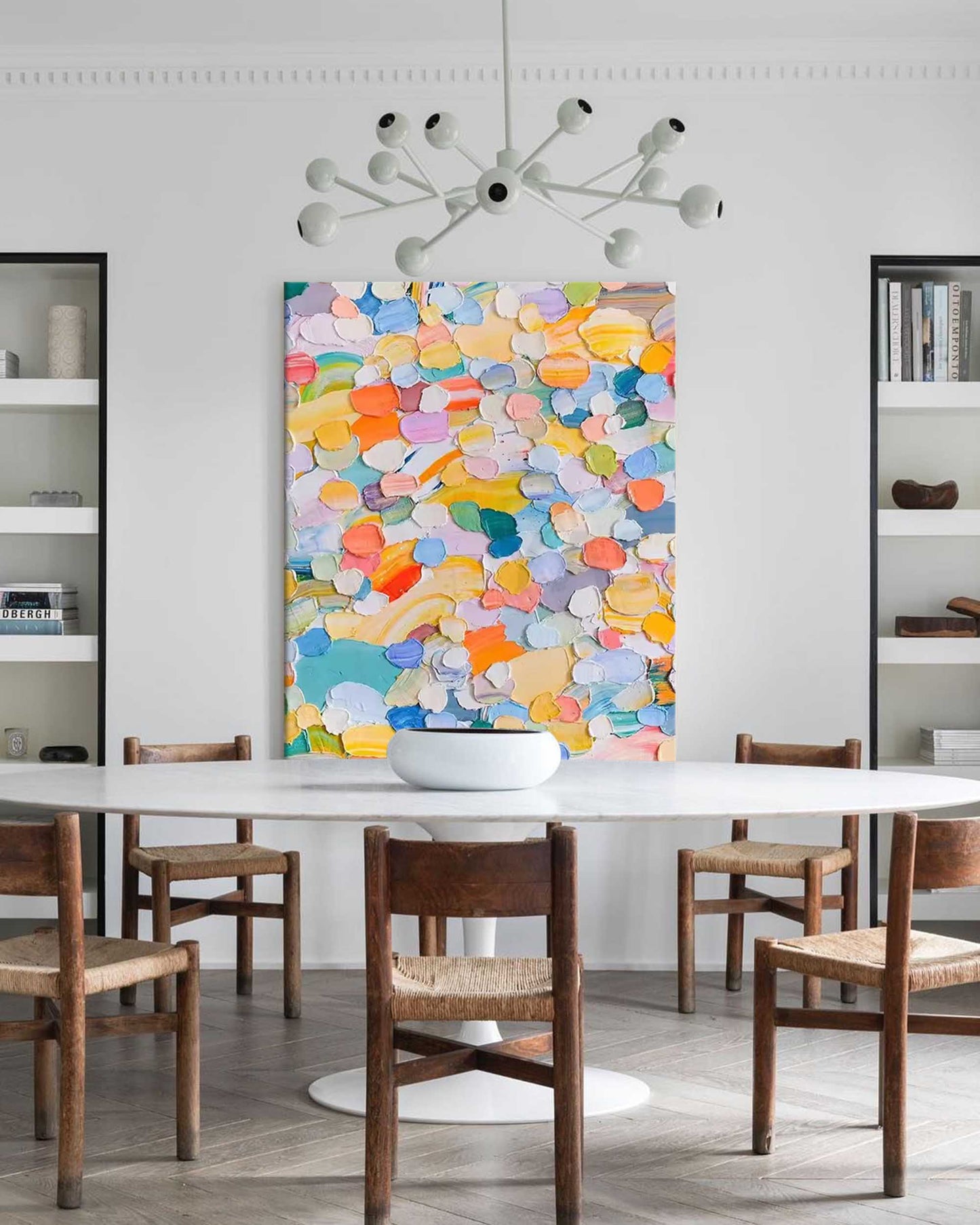 Colorful Abstract Oil Painting for Modern Home Decor and Art Enthusiasts