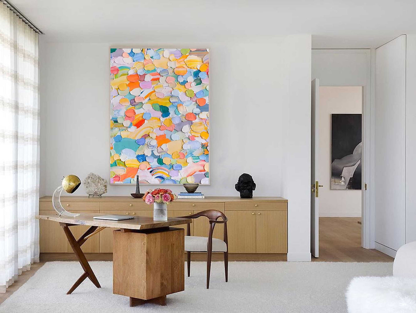 Colorful Abstract Oil Painting for Modern Home Decor and Art Enthusiasts