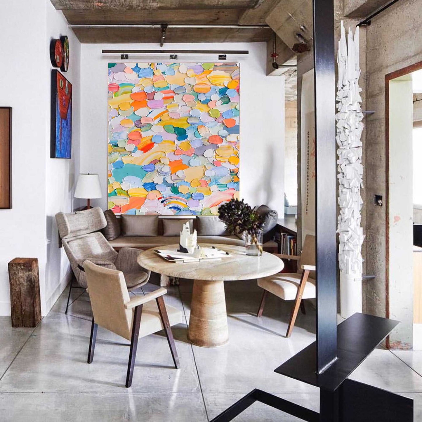 Colorful Abstract Oil Painting for Modern Home Decor and Art Enthusiasts