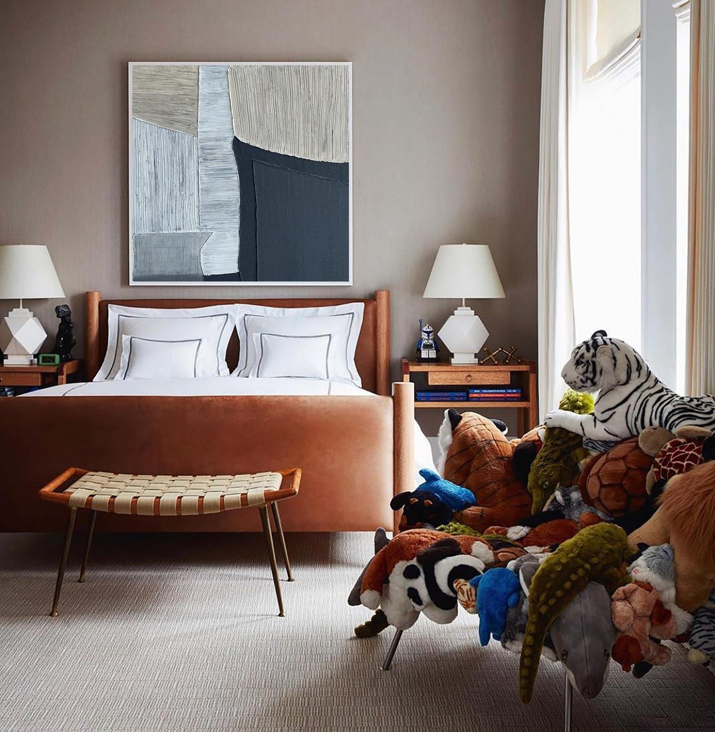 Contemporary Black and Grey Abstract Oil Painting for Modern Home Decor