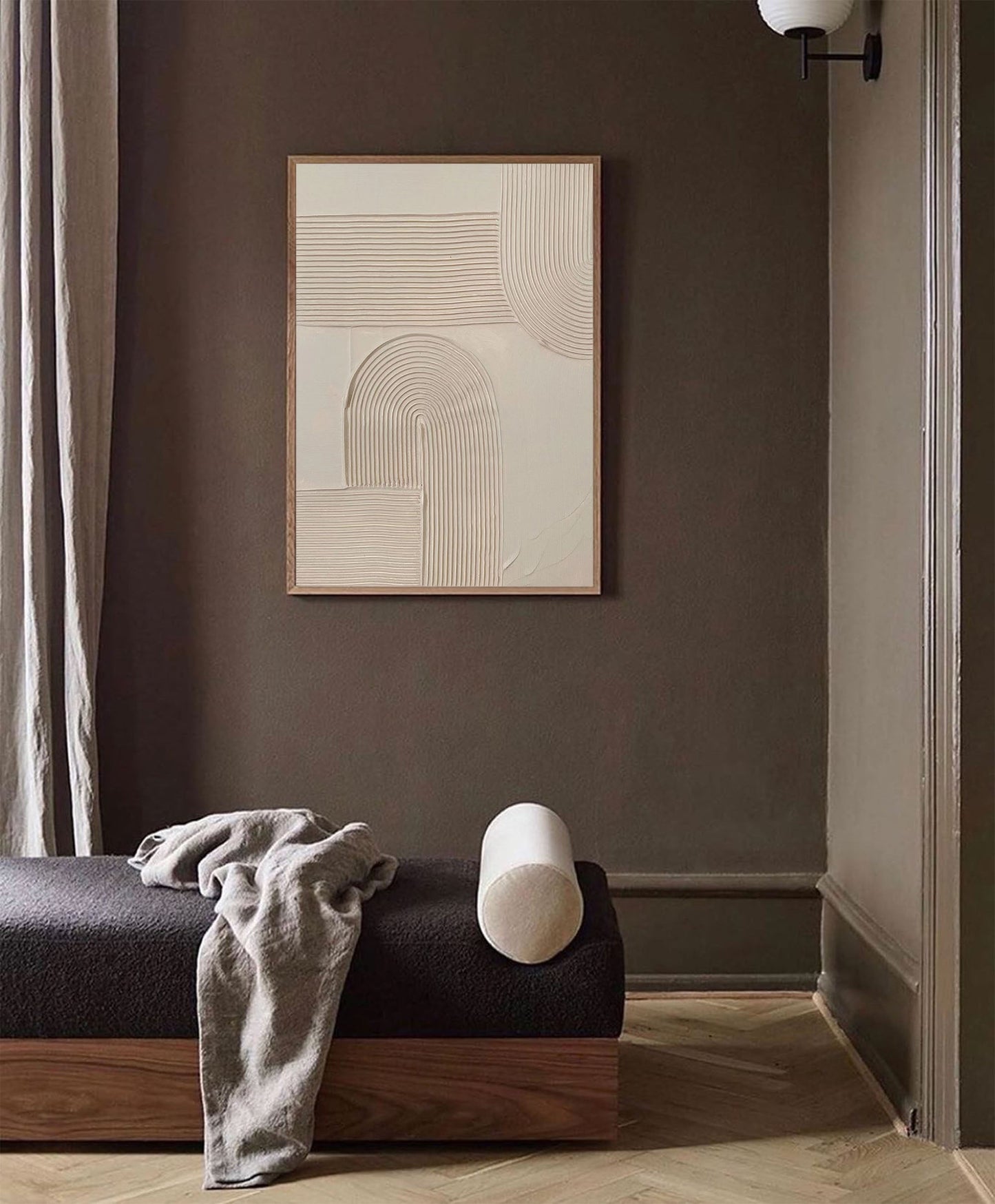 Beige Minimalist Abstract Oil Painting for Modern Home Decor