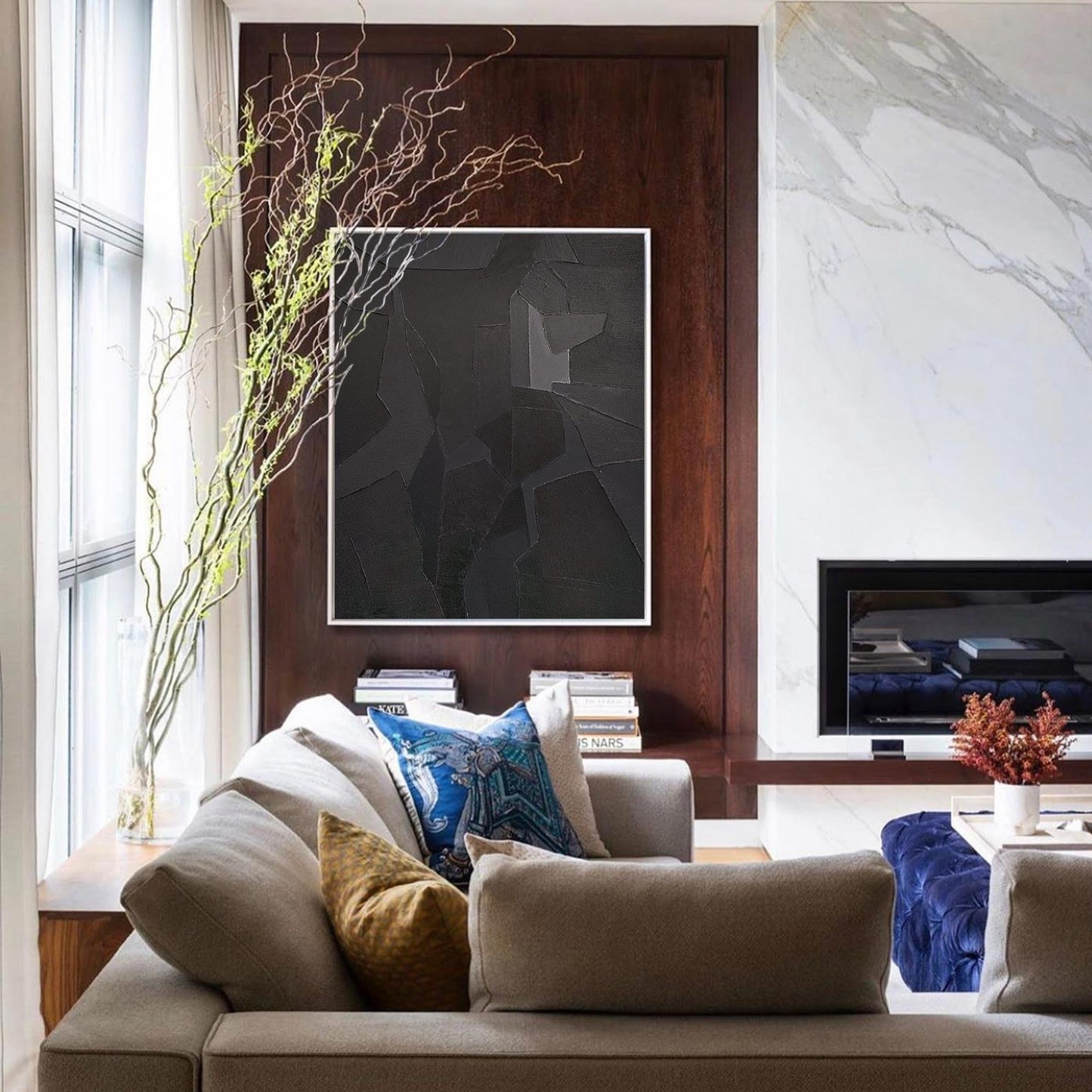 Contemporary Black Abstract Oil Painting for Modern Art Enthusiasts