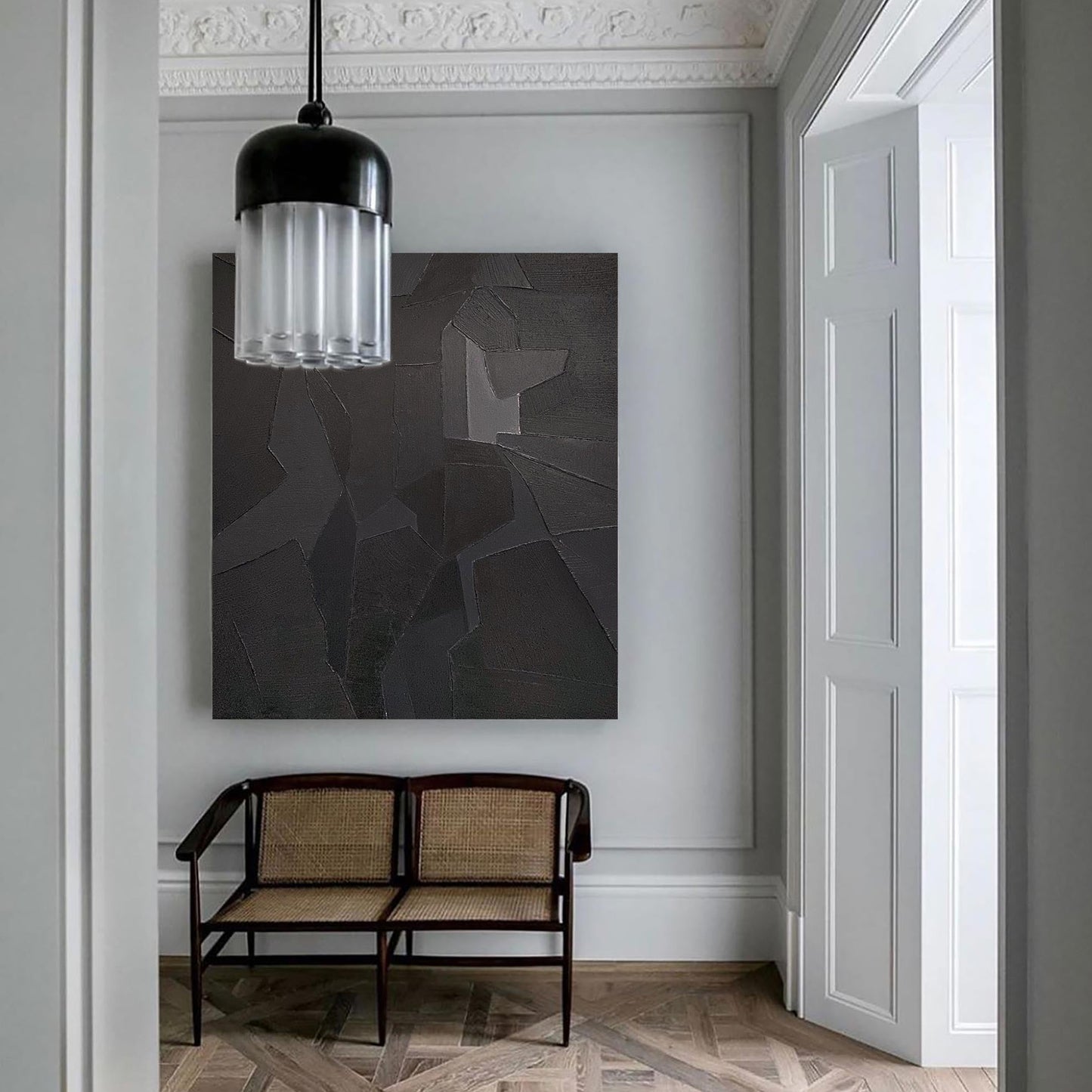 Contemporary Black Abstract Oil Painting for Modern Art Enthusiasts