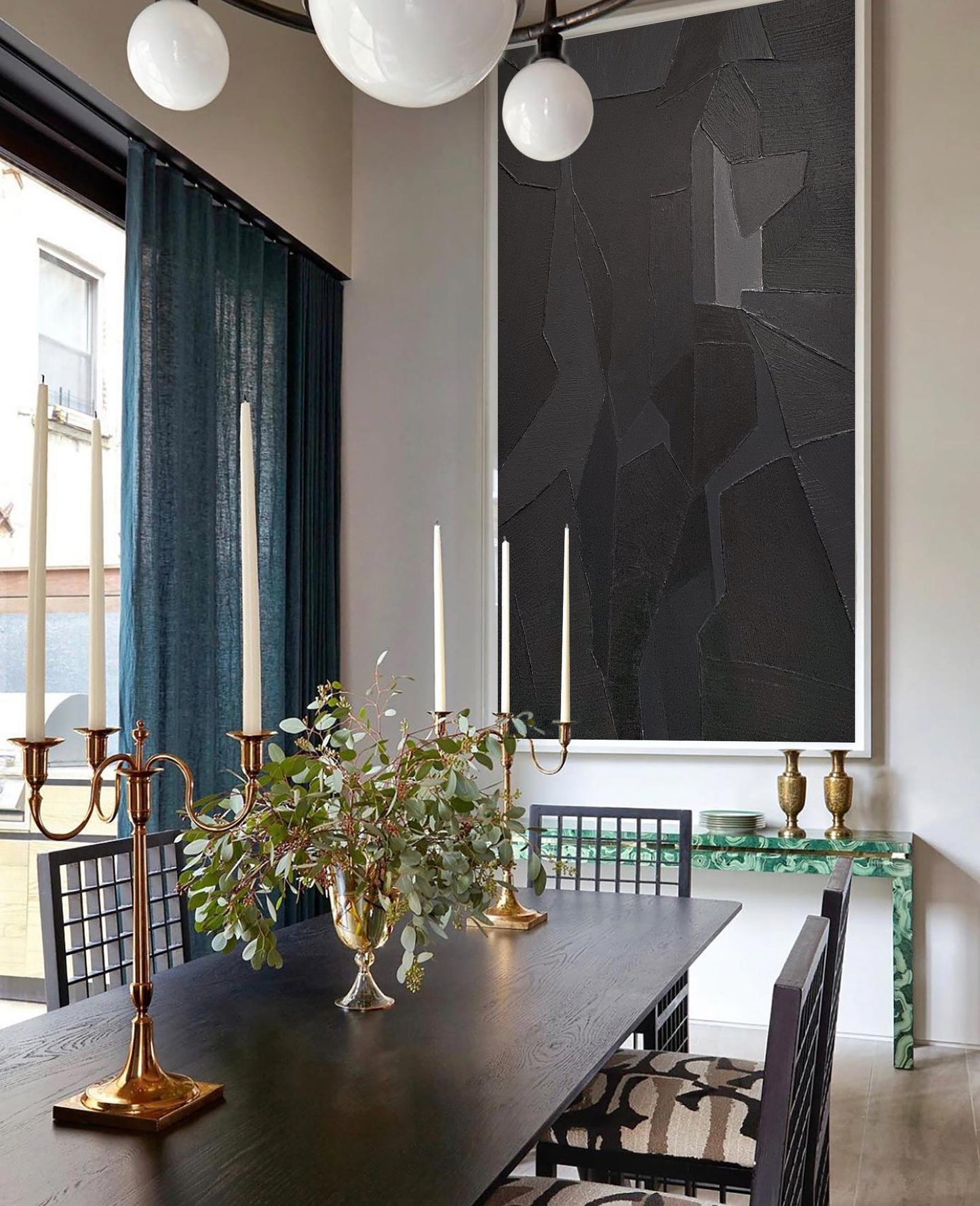 Contemporary Black Abstract Oil Painting for Modern Art Enthusiasts