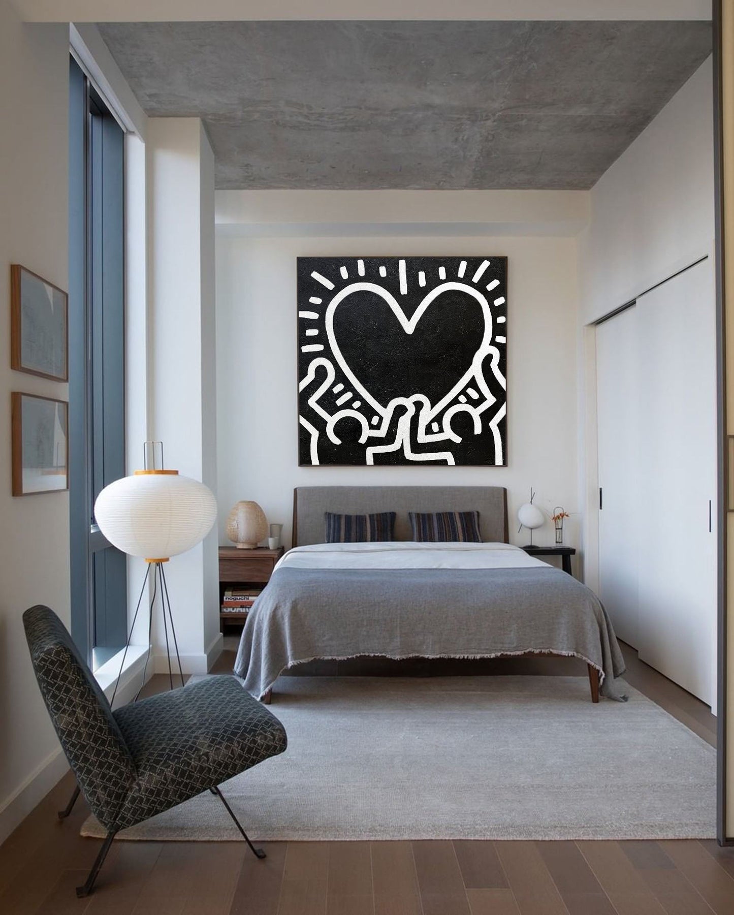 Bold Heart Embrace - Modern Abstract Oil Painting Inspired by Street Art