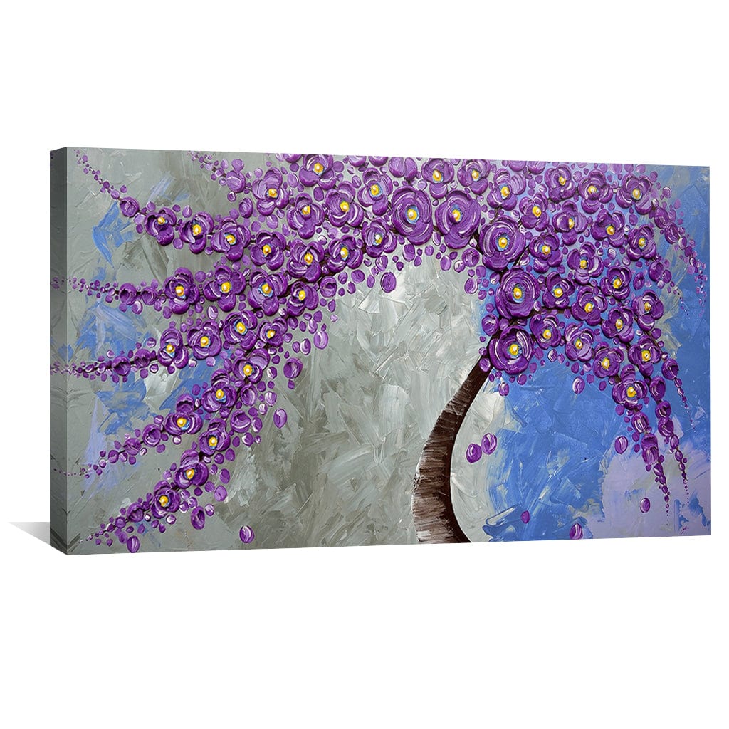 Purple Blossom Tree Oil Painting – Vibrant Floral Art for Home Decor
