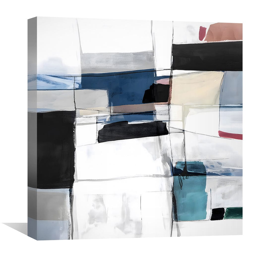 Modern Abstract Oil Painting in Bold Geometric Shapes and Neutral Tones